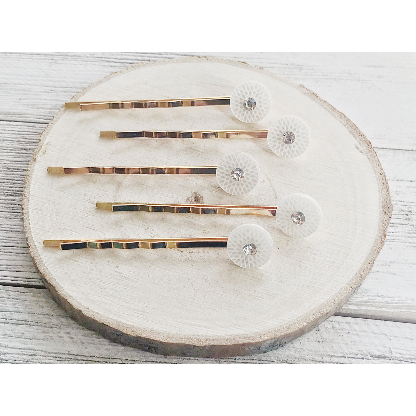 White Geometric Hair Pins