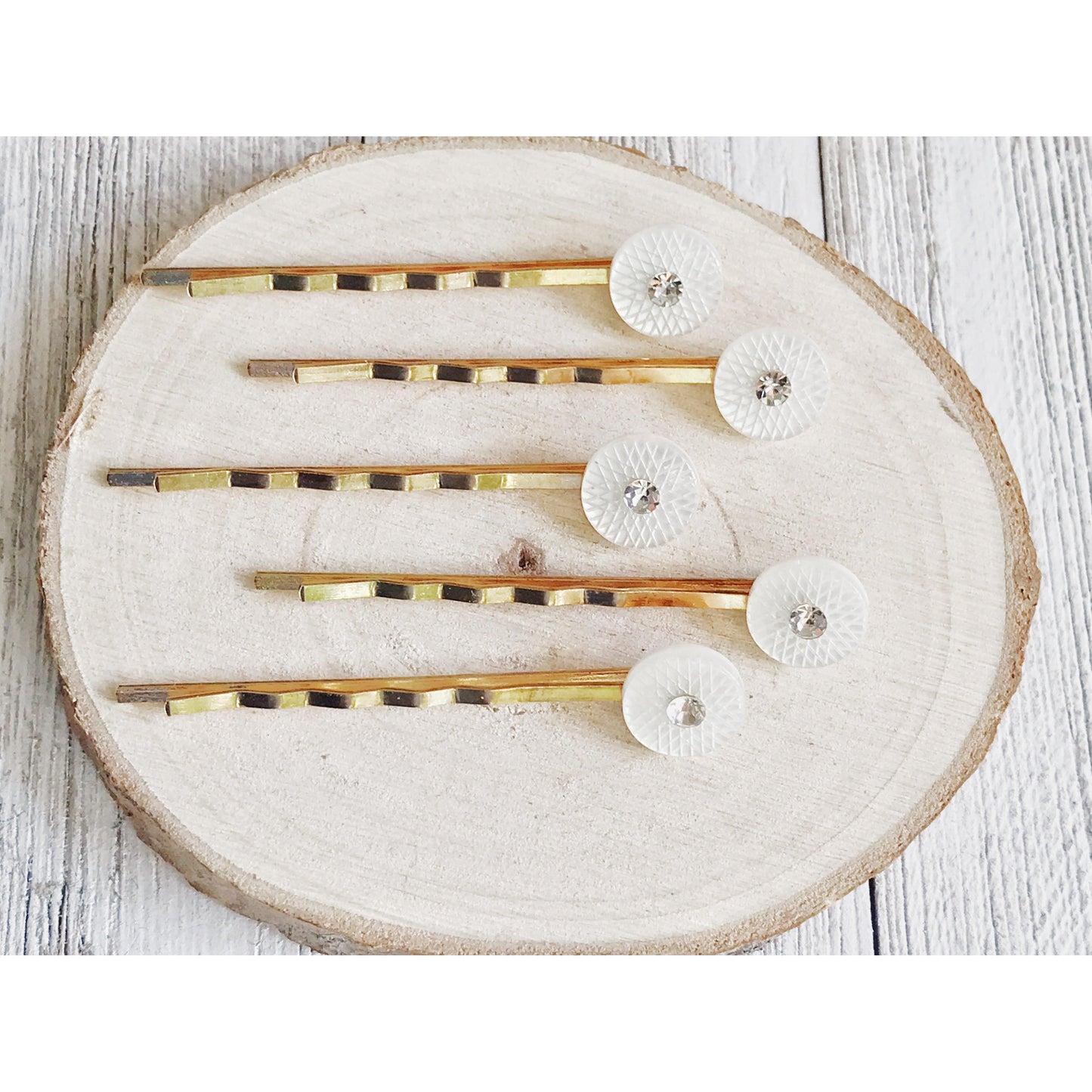 White Geometric Hair Pins