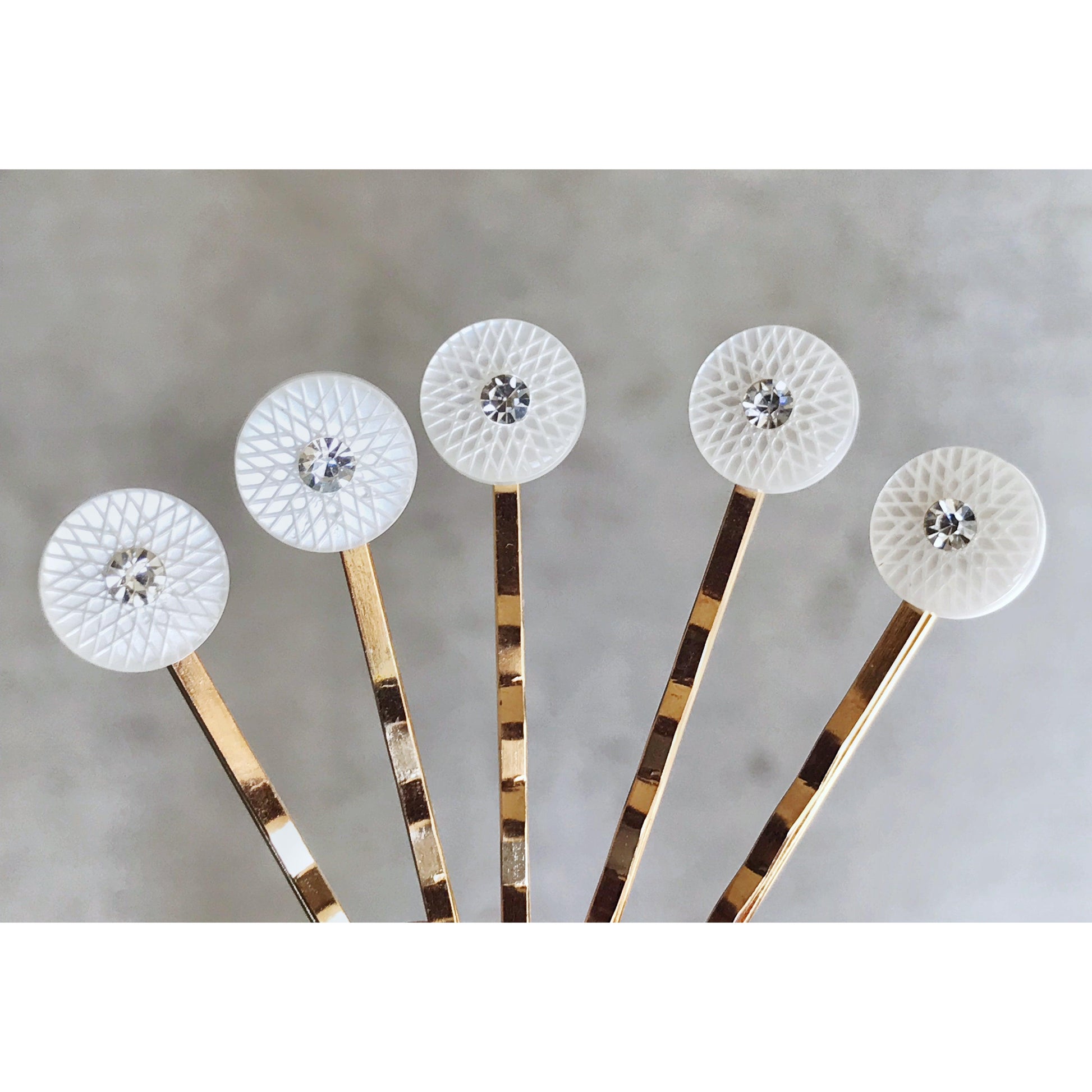 White Geometric Hair Pins