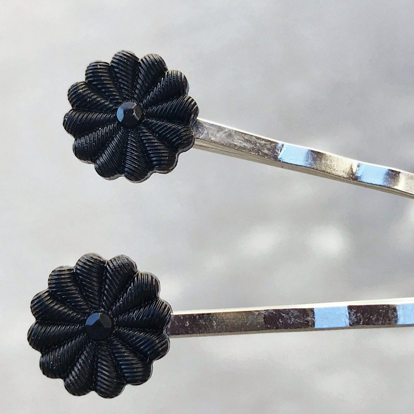 Small Black Flower Hair Pins