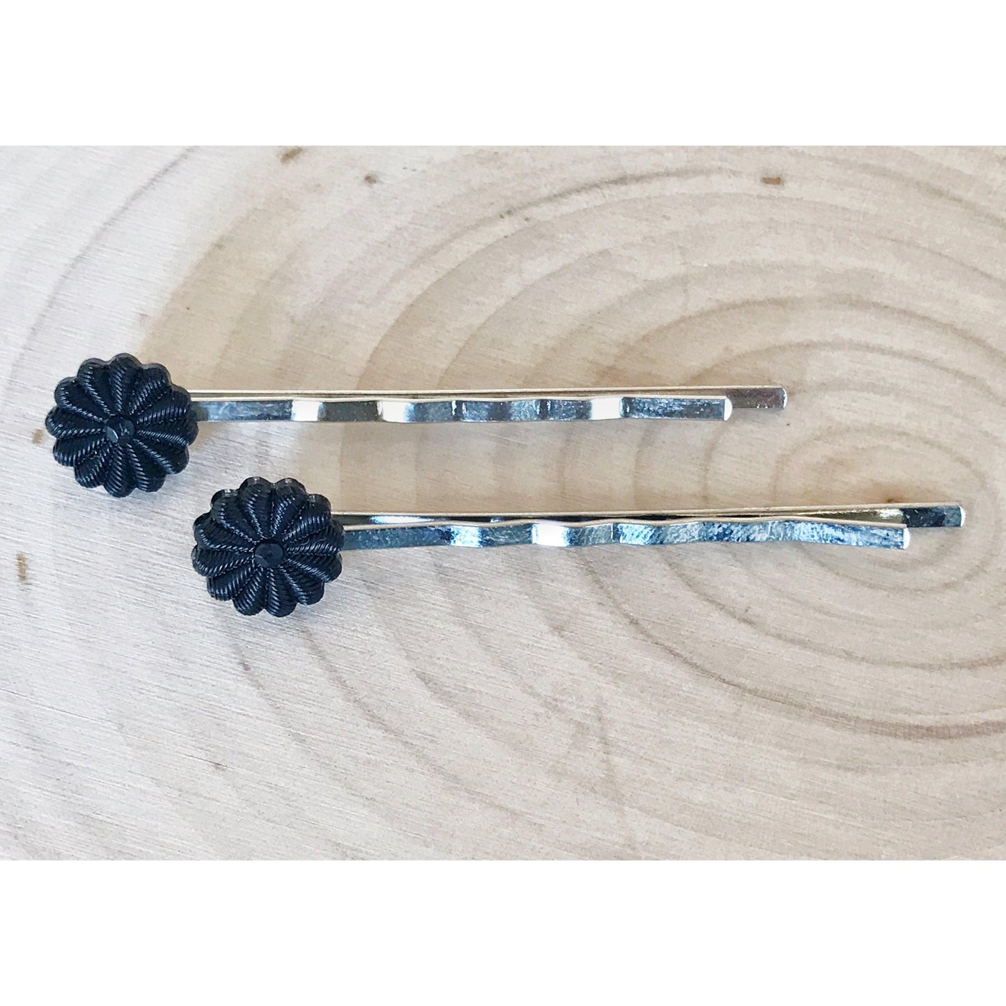 Small Black Flower Hair Pins