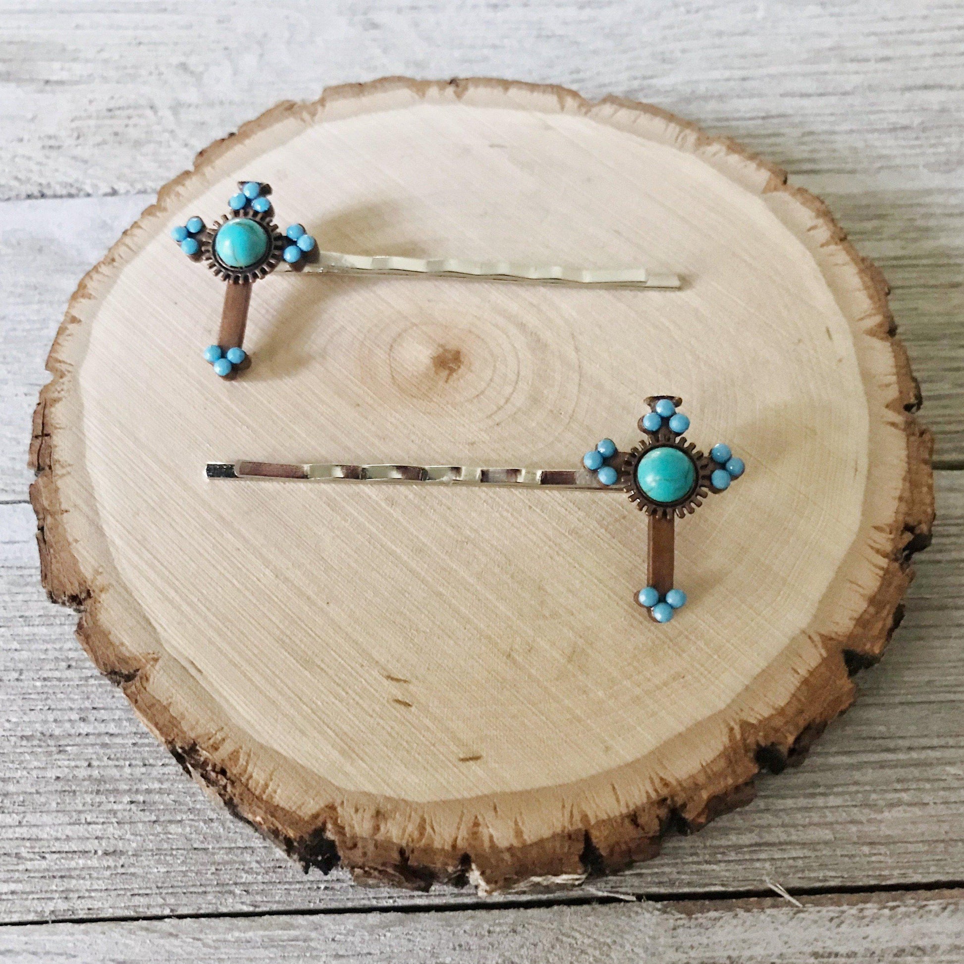 Boho Turquoise Cross Hair Pins: Chic and Stylish Accessories