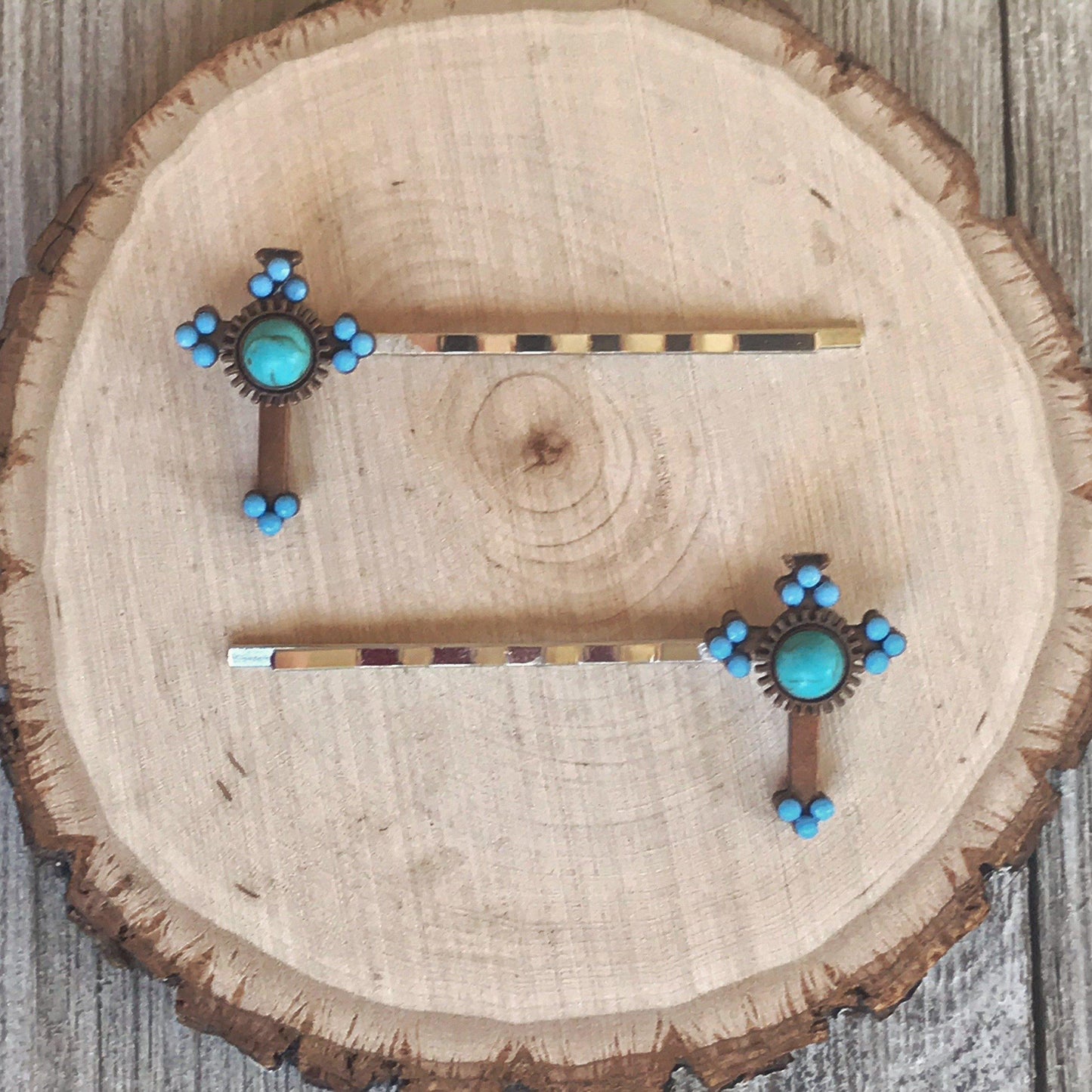 Boho Turquoise Cross Hair Pins: Chic and Stylish Accessories