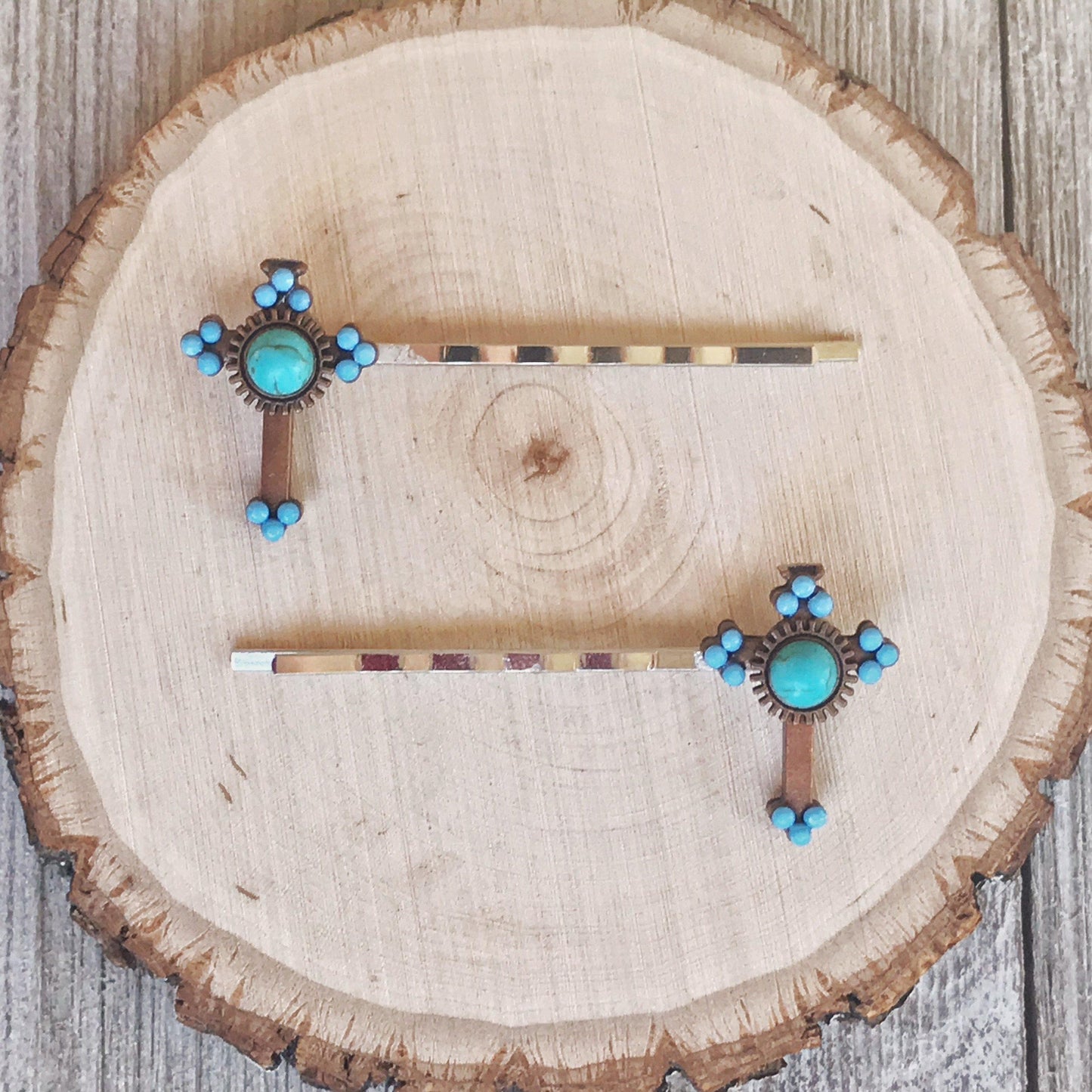 Boho Turquoise Cross Hair Pins: Chic and Stylish Accessories