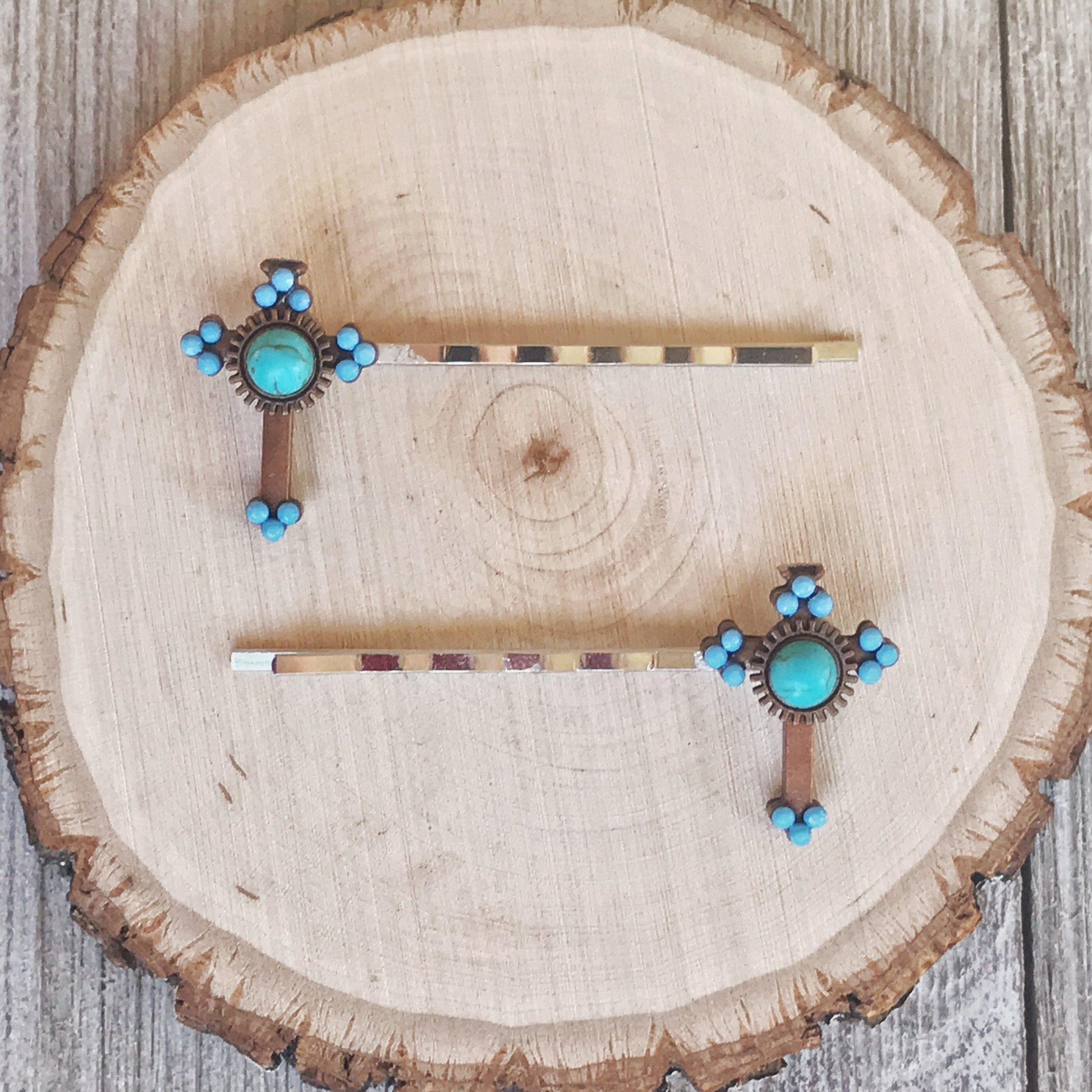 Boho Turquoise Cross Hair Pins: Chic and Stylish Accessories