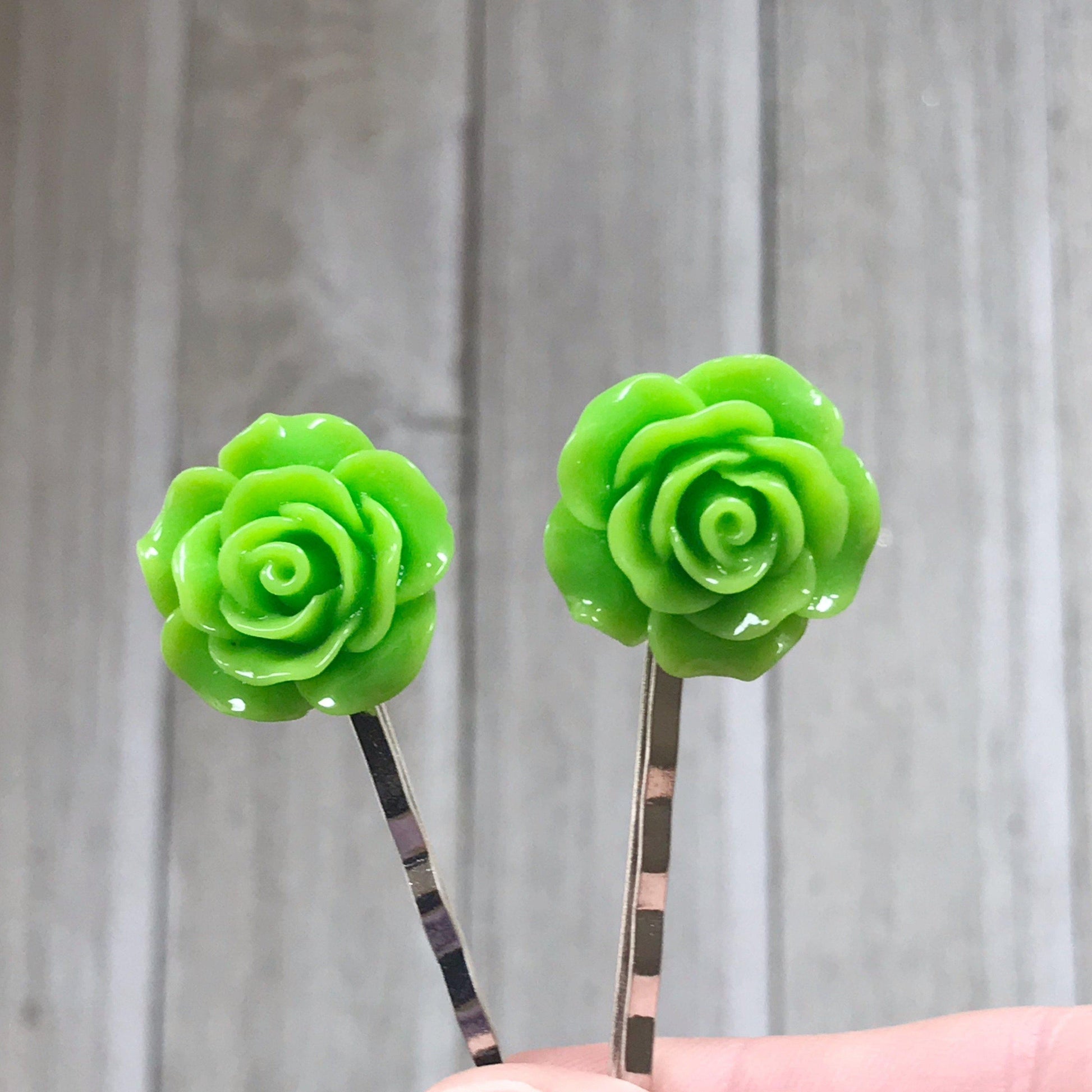 Bright Green Flower Hair Pin - Wedding Hair Jewelry | Floral Bobby Pin Bridal Hair Accessory