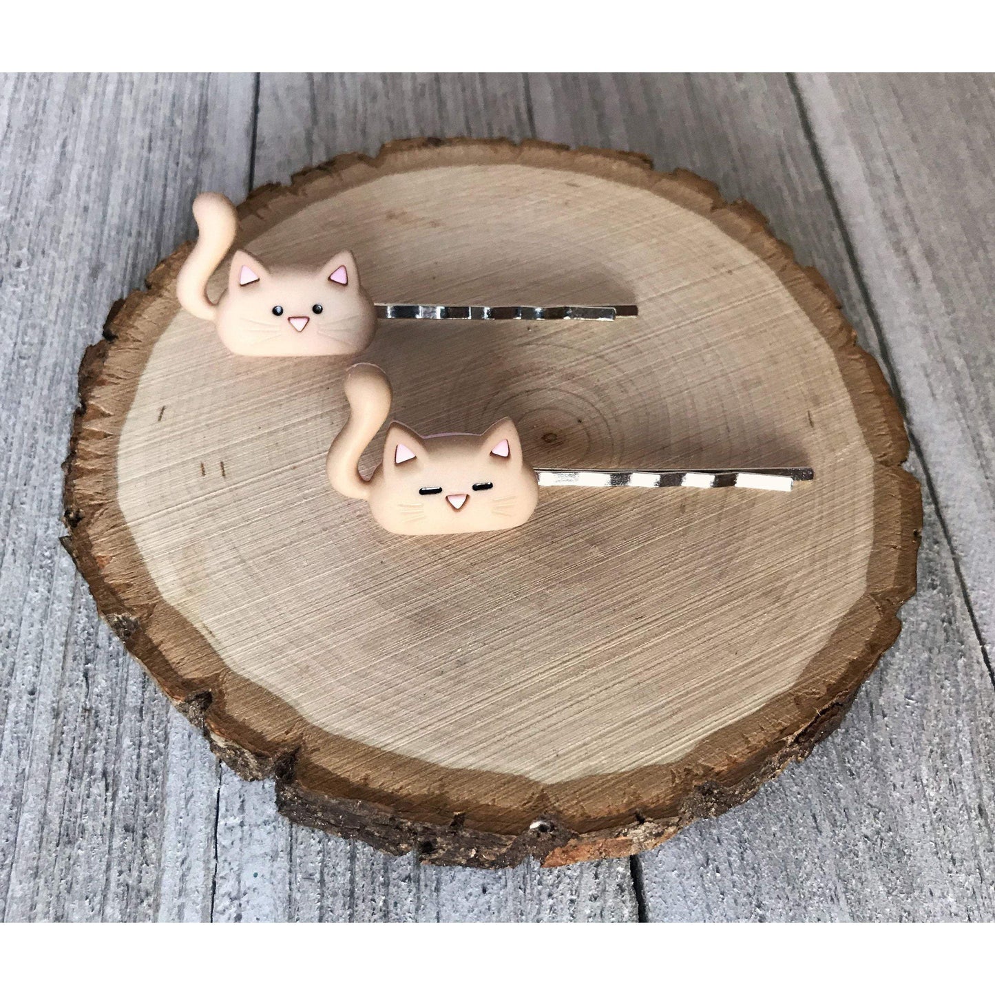 Tan Cat Hair Pins - Cute Hair Accessories for Feline Fans