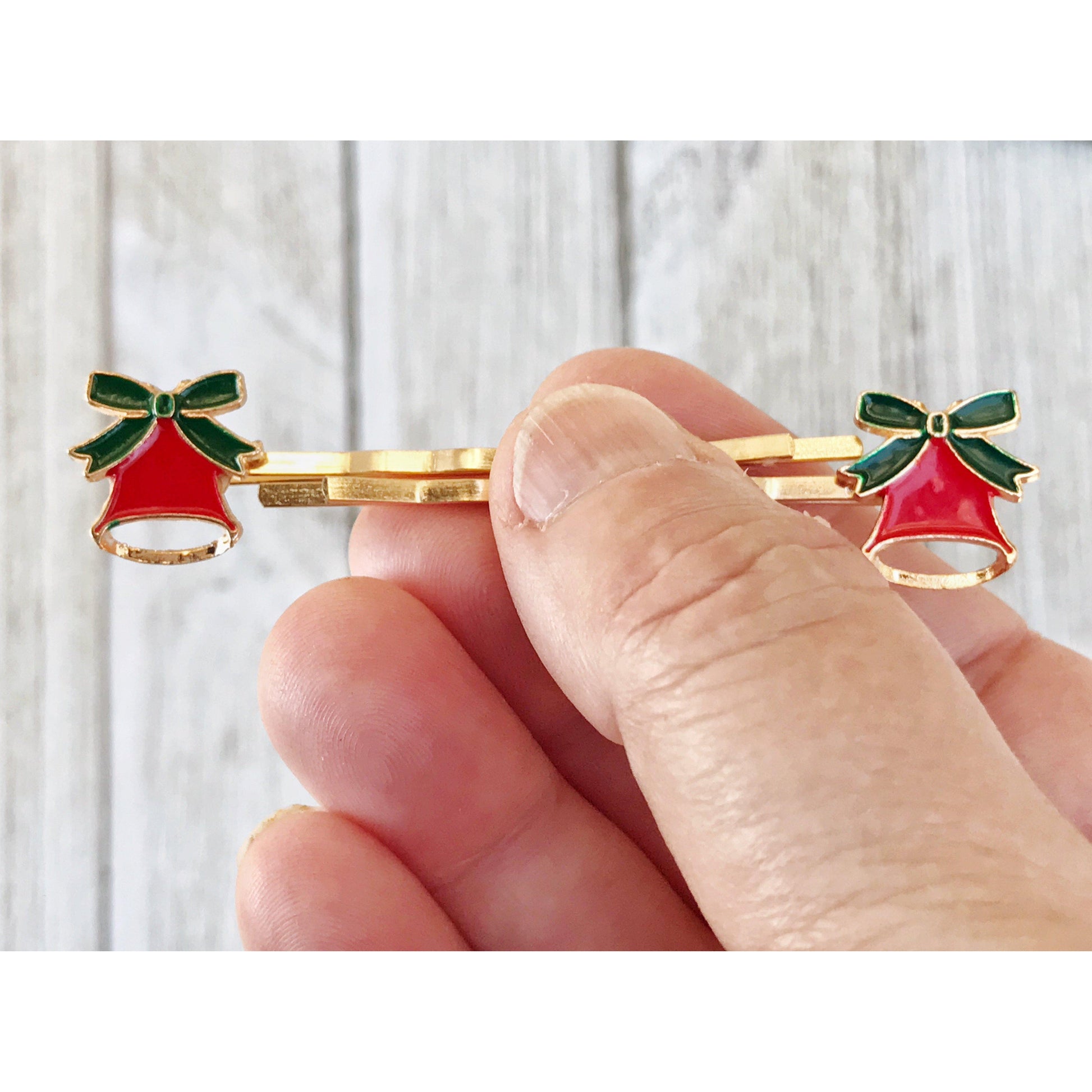 Red Bell Christmas Bobby Pins - Festive Holiday Accessories