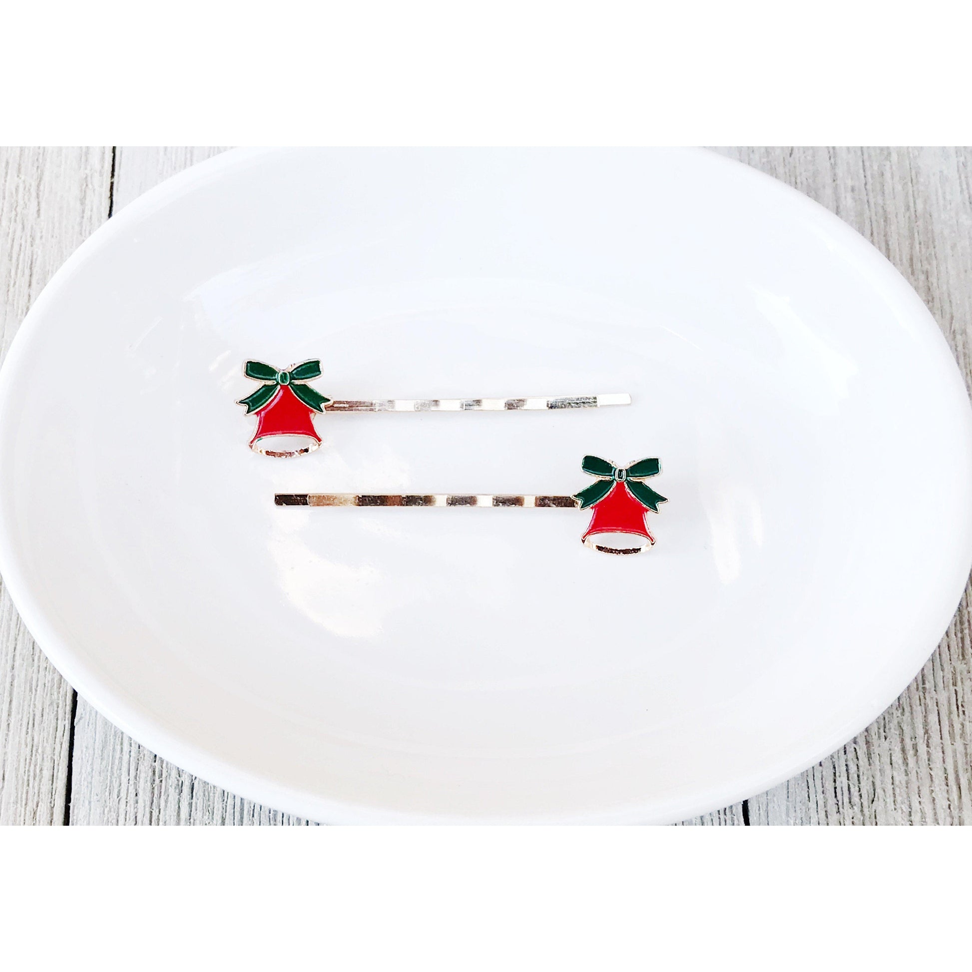 Red Bell Christmas Bobby Pins - Festive Holiday Accessories