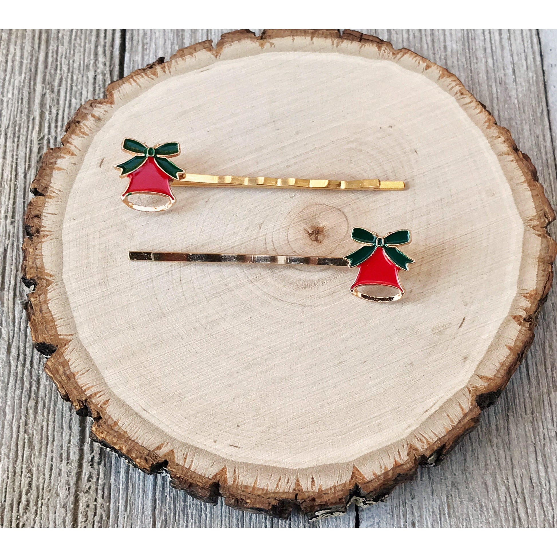 Red Bell Christmas Bobby Pins - Festive Holiday Accessories