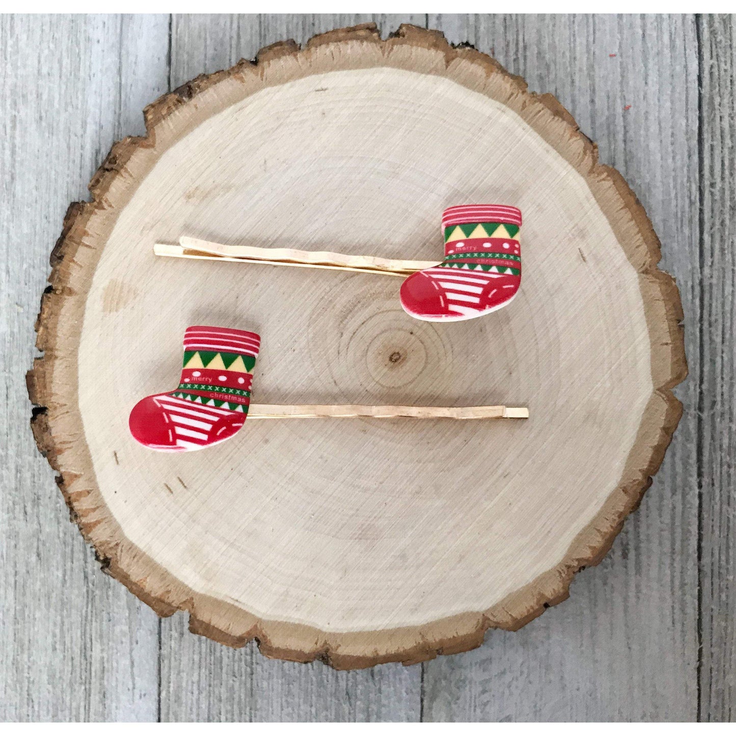 Christmas Stocking Holiday Hair Pins - Festive Season Accessories