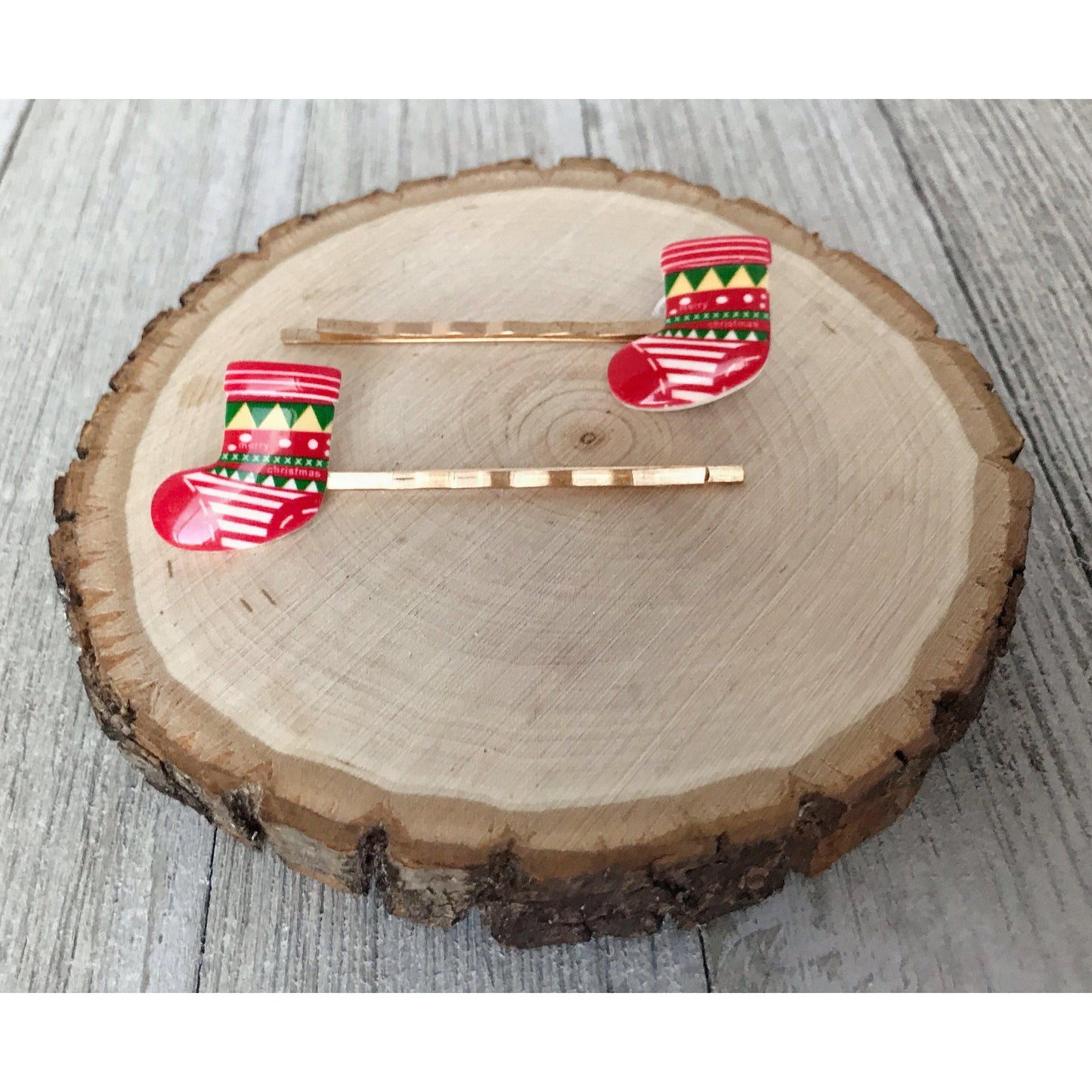 Christmas Stocking Holiday Hair Pins - Festive Season Accessories