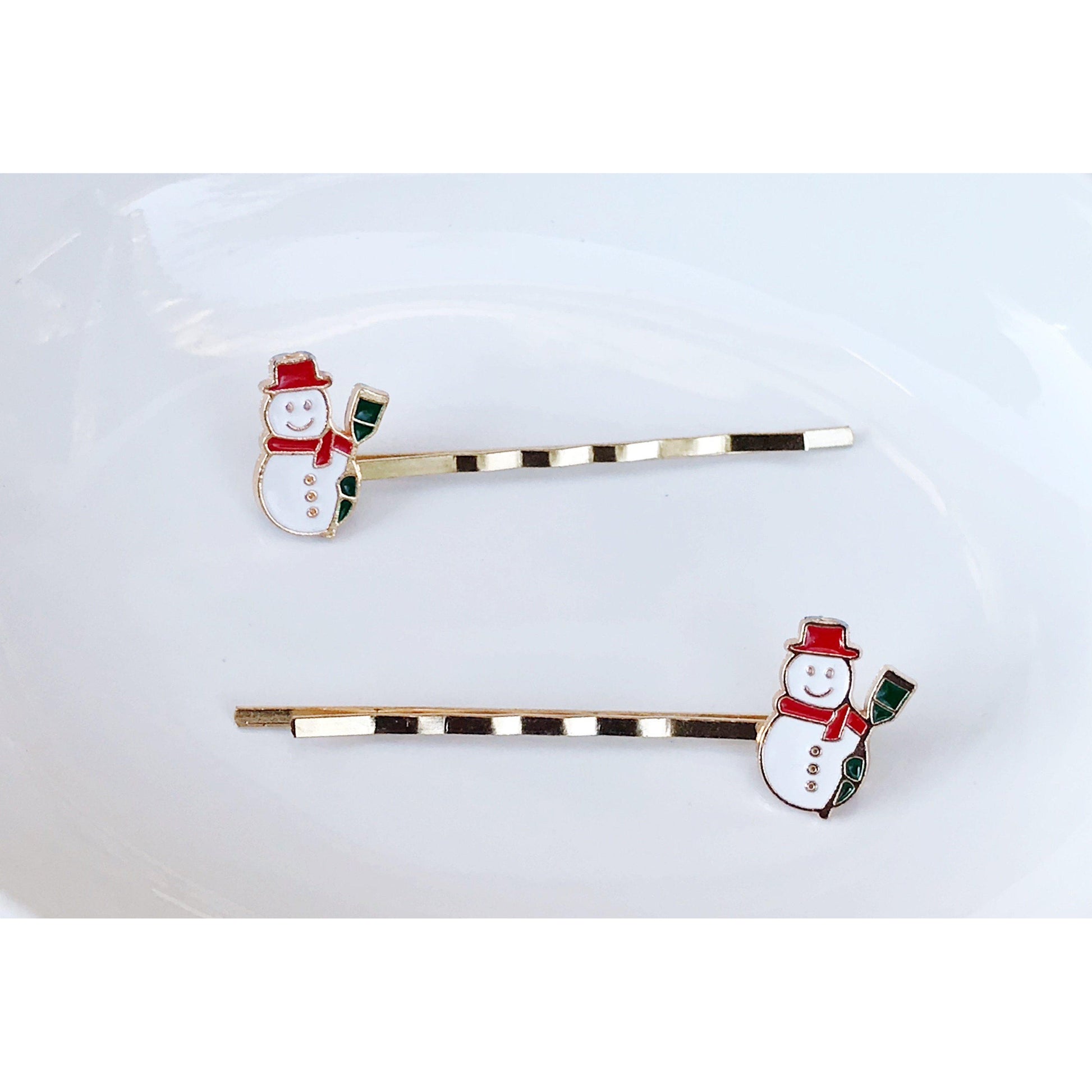 Snowman Hair Pins - Festive Holiday Accessories