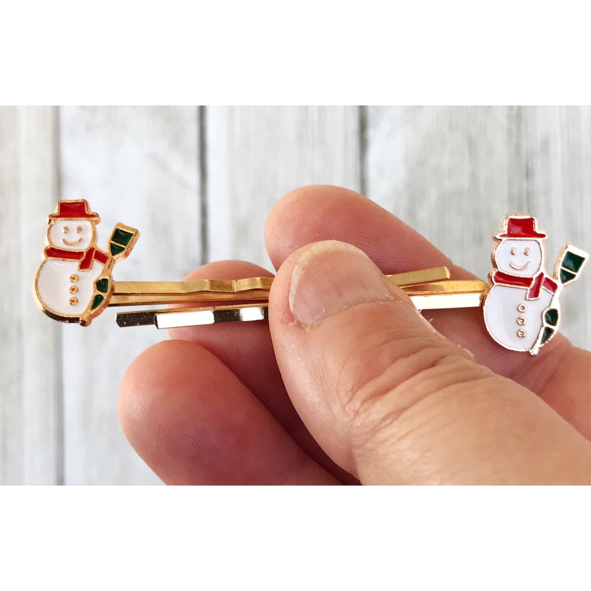 Snowman Hair Pins - Festive Holiday Accessories