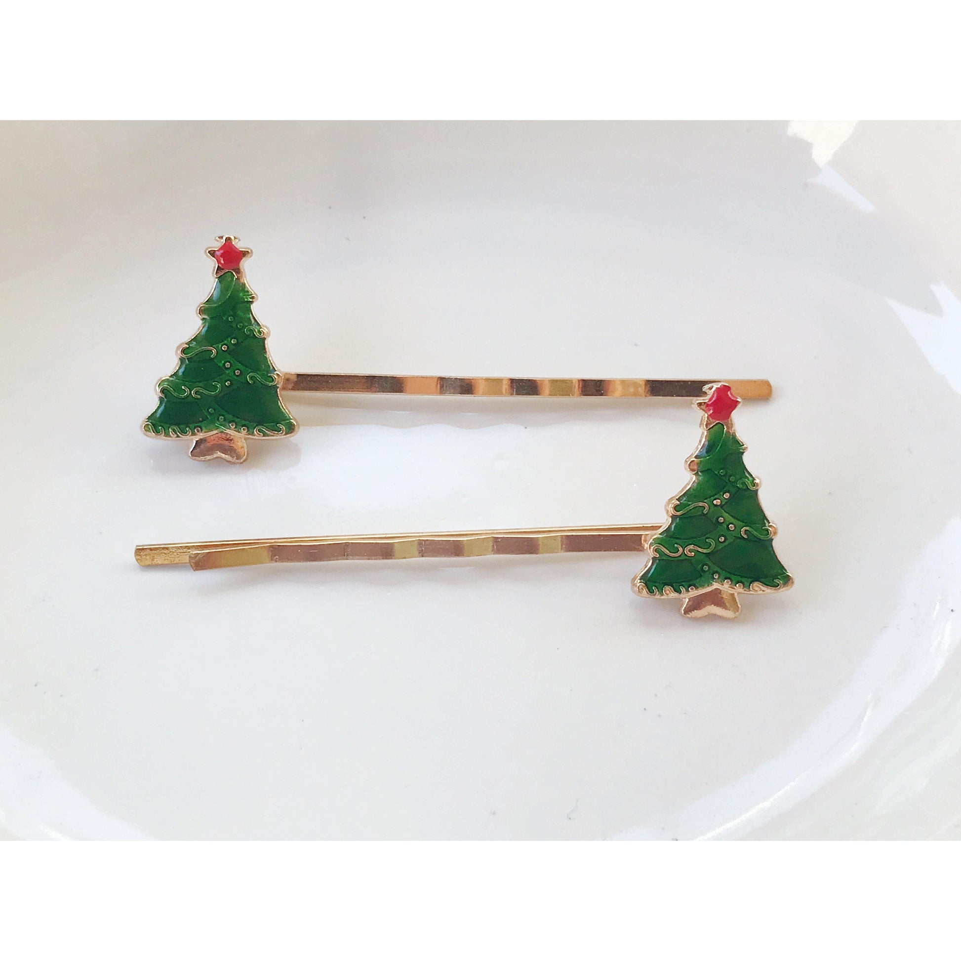 Christmas Tree Hair Pins - Festive Holiday Accessories