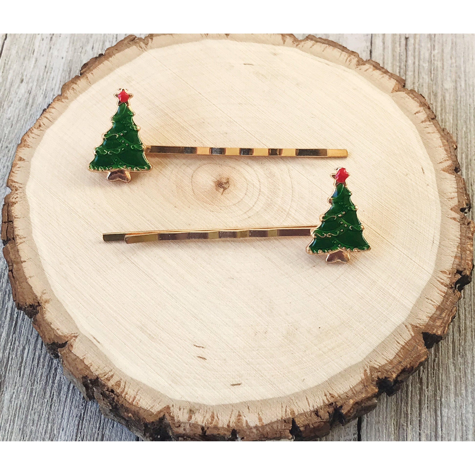 Christmas Tree Hair Pins - Festive Holiday Accessories