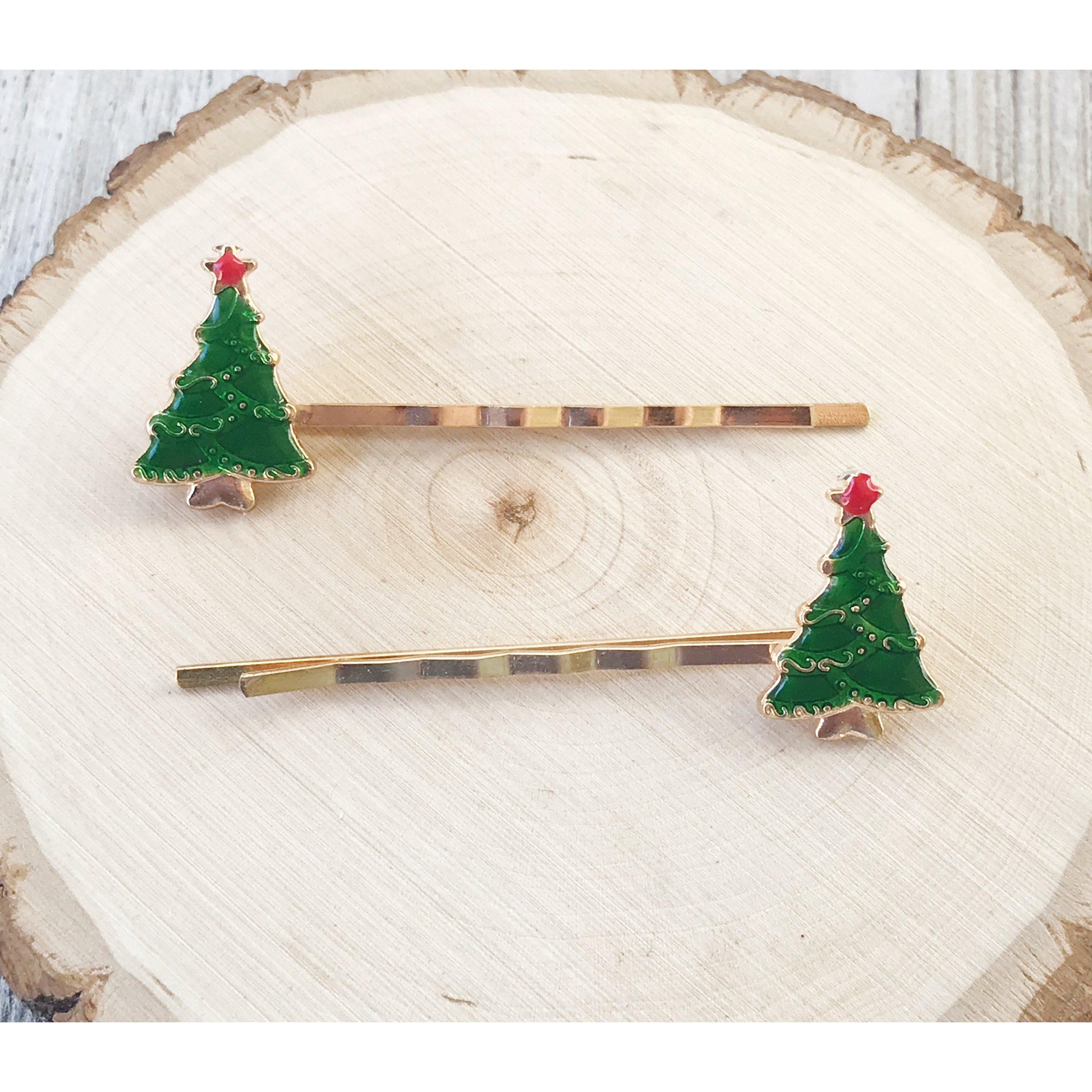 Christmas Tree Hair Pins - Festive Holiday Accessories