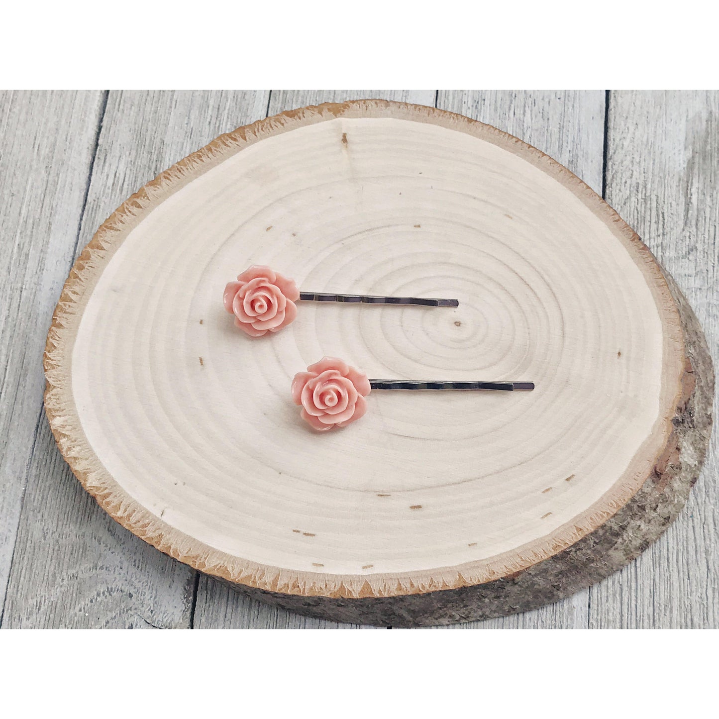 Coral/Peach Flower Hair Pins - Vibrant Floral Accessories