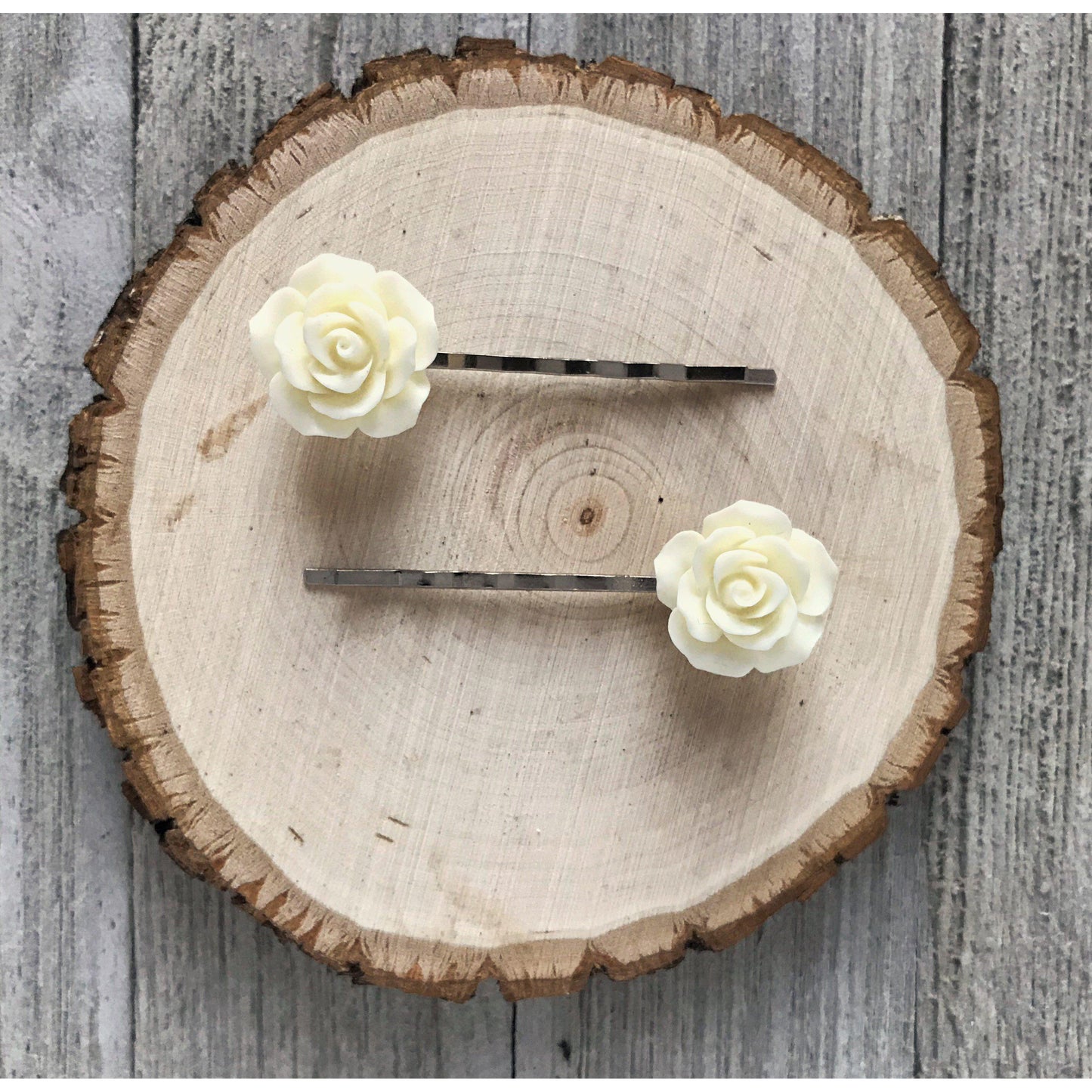 Cream Rose Hair Pin - Elegant Floral Accessory