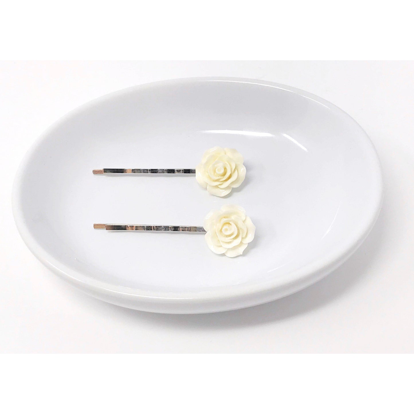 Cream Rose Hair Pin - Elegant Floral Accessory