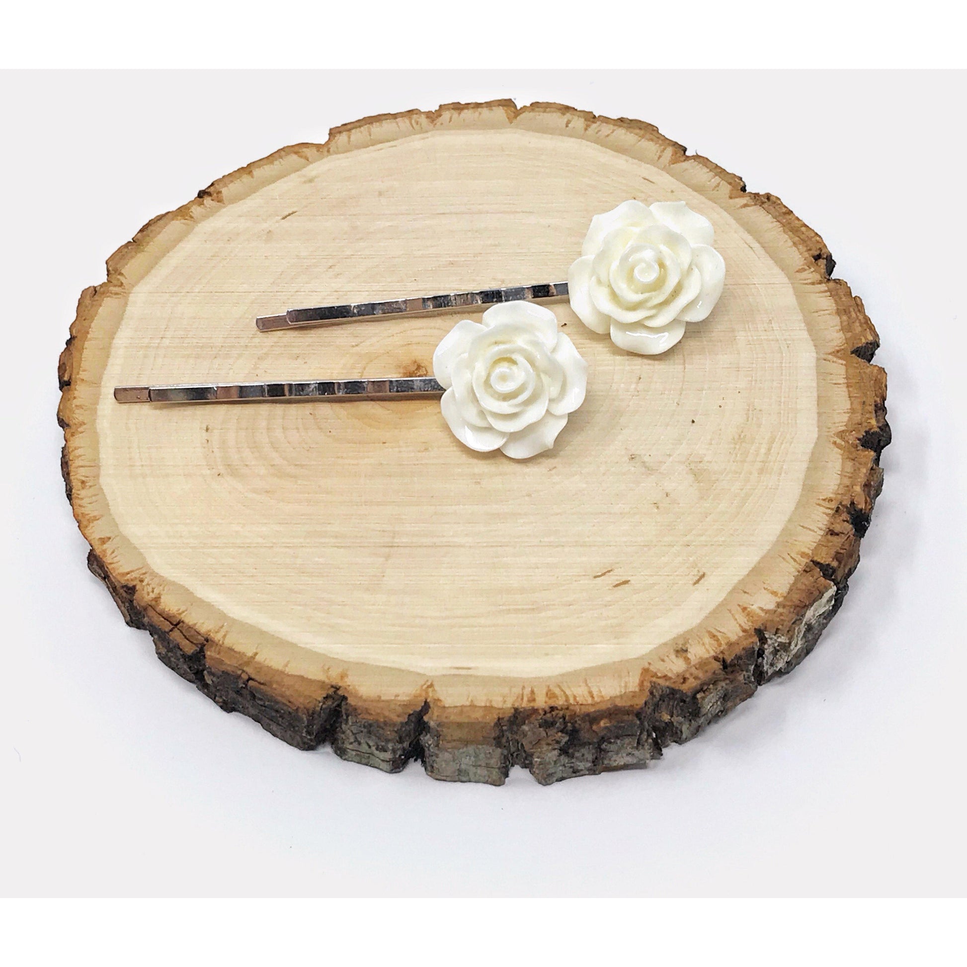 Cream Rose Hair Pin - Elegant Floral Accessory