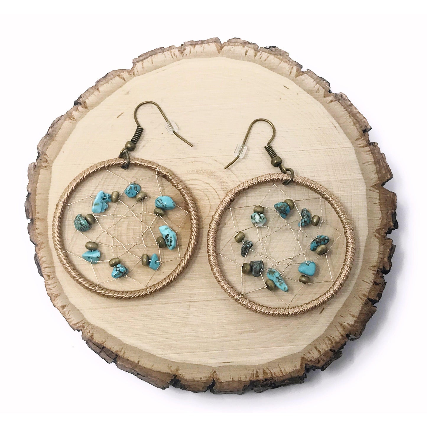 Dream Catcher Turquoise Dangle Earrings: Southwestern-Inspired Accents for Boho Beauty