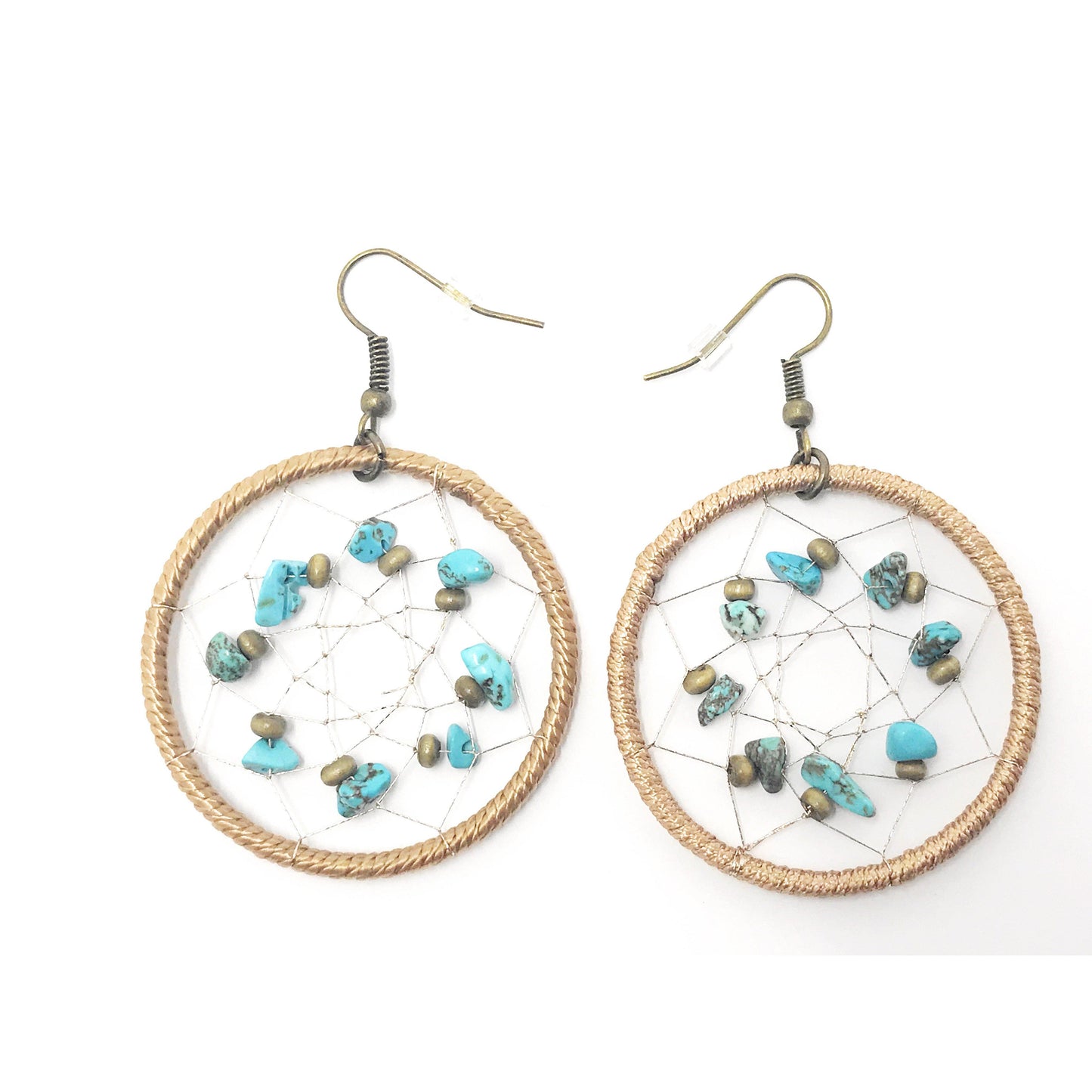 Dream Catcher Turquoise Dangle Earrings: Southwestern-Inspired Accents for Boho Beauty