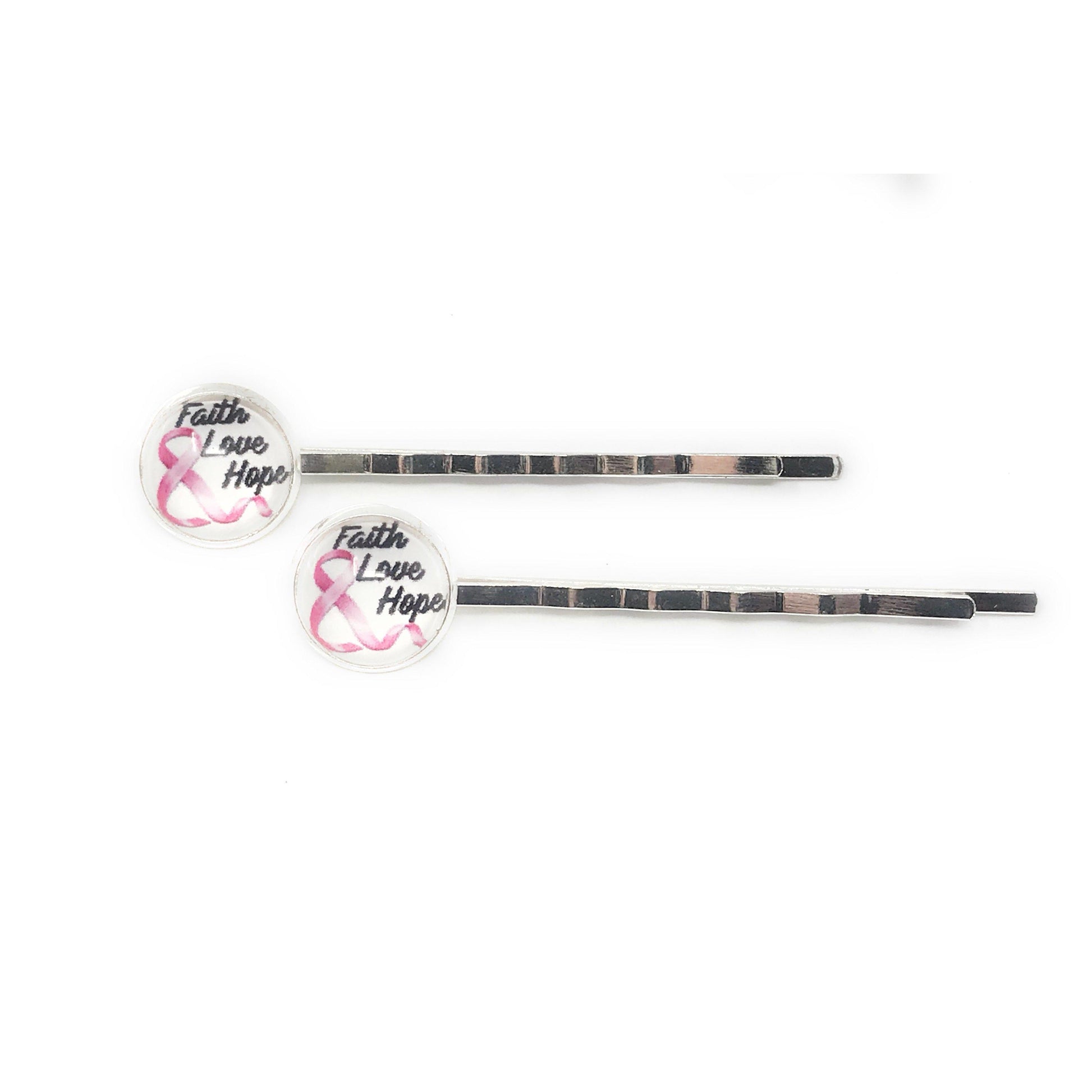 Faith Love Hope Breast Cancer Hair Pins - Supportive & Meaningful Accessories