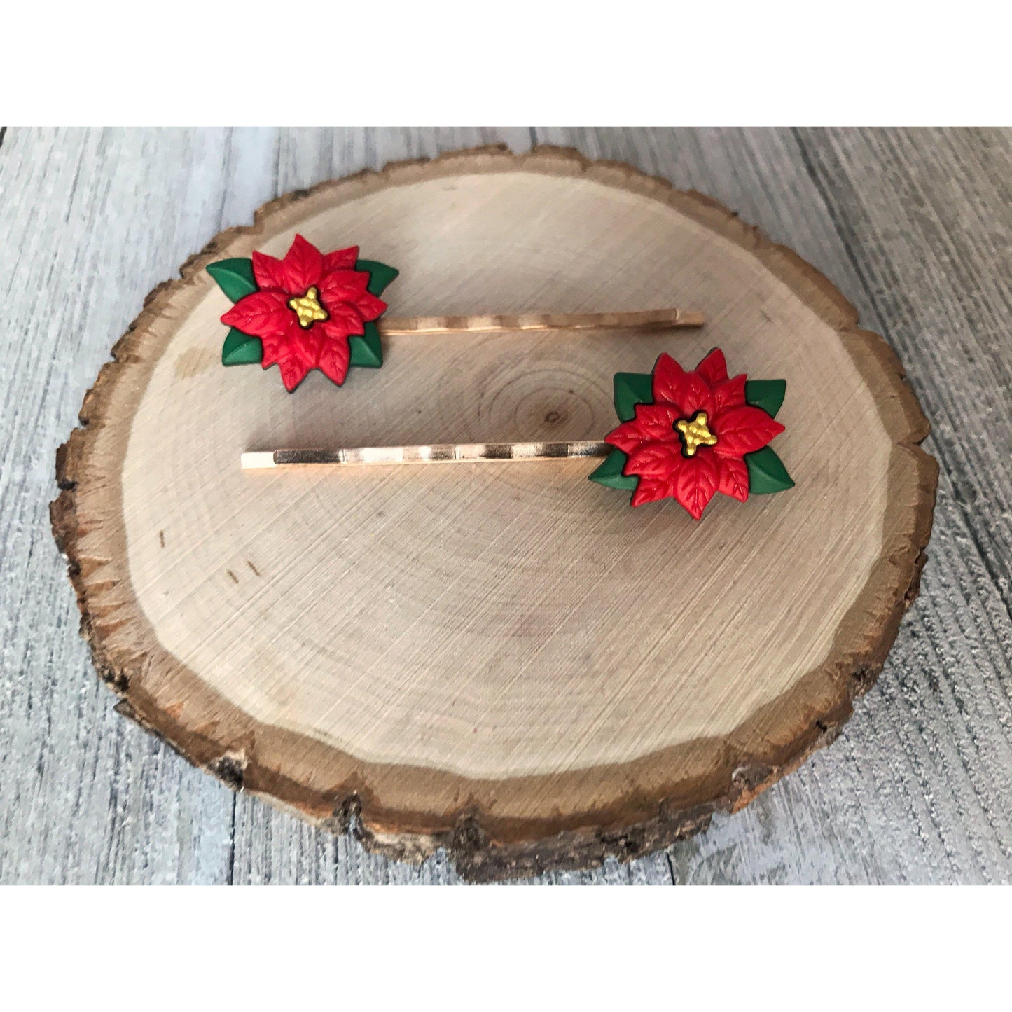 Flower Bobby Pins, Chrysanthemum Hair Pins, Holly Bobby Pins, Womens Hair Pins, Poinsettia Hair Pins