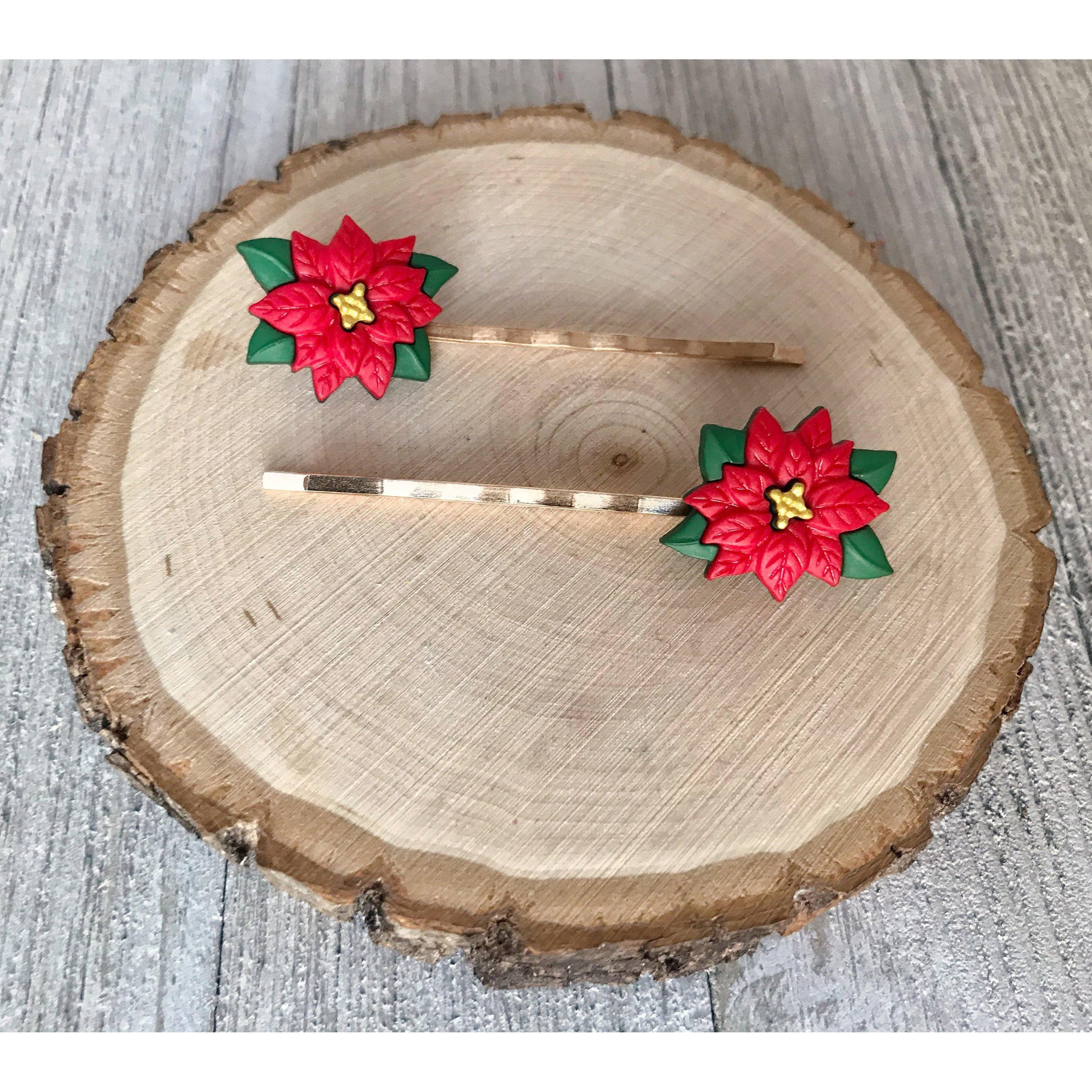 Flower Bobby Pins, Chrysanthemum Hair Pins, Holly Bobby Pins, Womens Hair Pins, Poinsettia Hair Pins