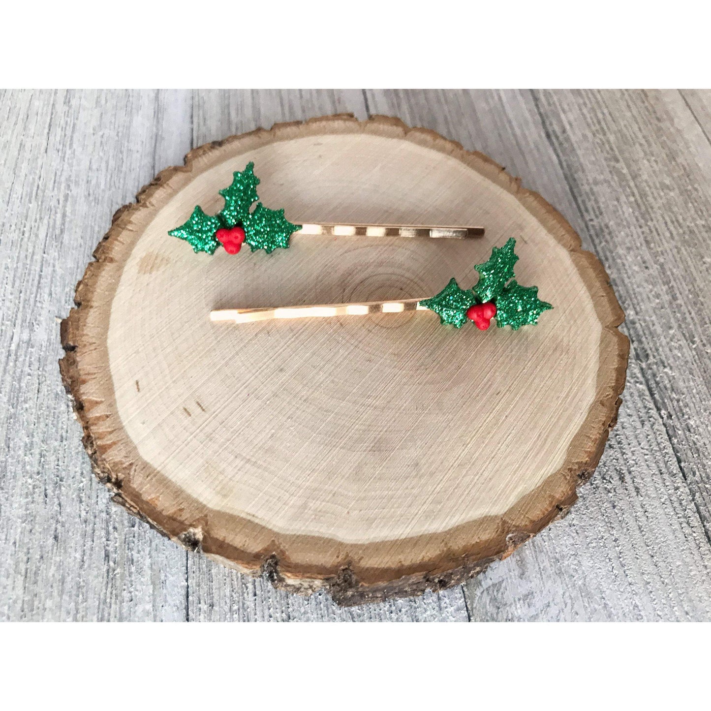 Flower Bobby Pins, Holiday Hair Pins, Mistletoe Hair Pins, Holly Bobby Pins, Poinsettia Hair Pins