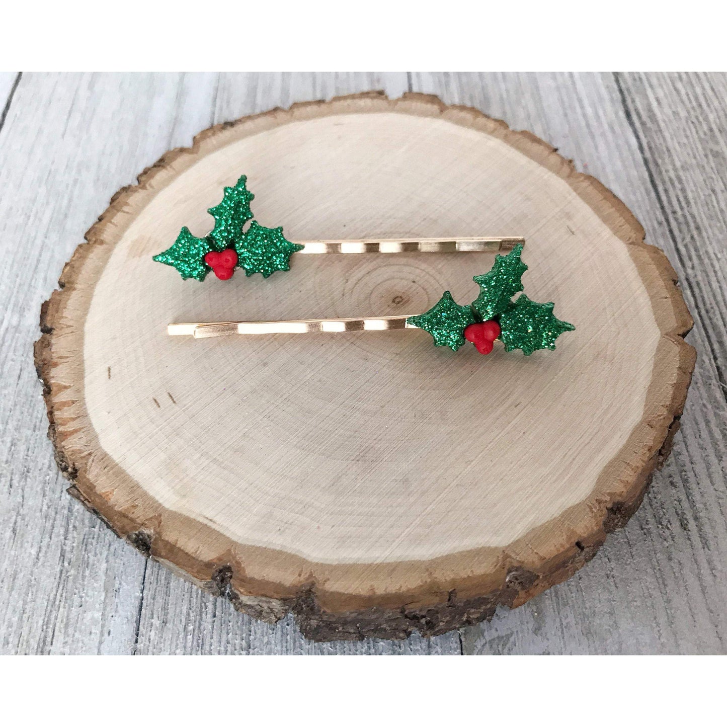 Flower Bobby Pins, Holiday Hair Pins, Mistletoe Hair Pins, Holly Bobby Pins, Poinsettia Hair Pins