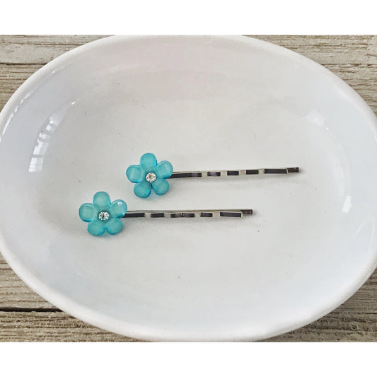 Flower Hair Pins, Wedding Hair Pins, Womens Hair Pins, Blue Flower Hair Pin, Bridal Hair Accessories, Flower Bobby Pins, Blue Rose Hair Pins