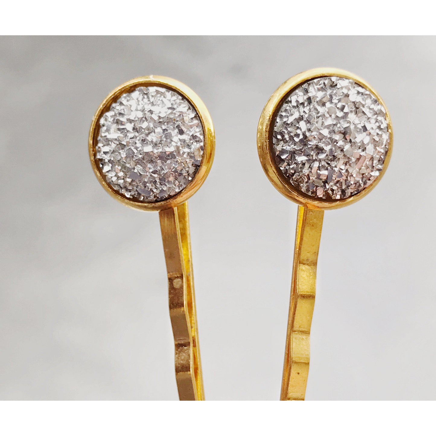 Gold & Silver Druzy Hair Pins - Elegant and Versatile Accessories