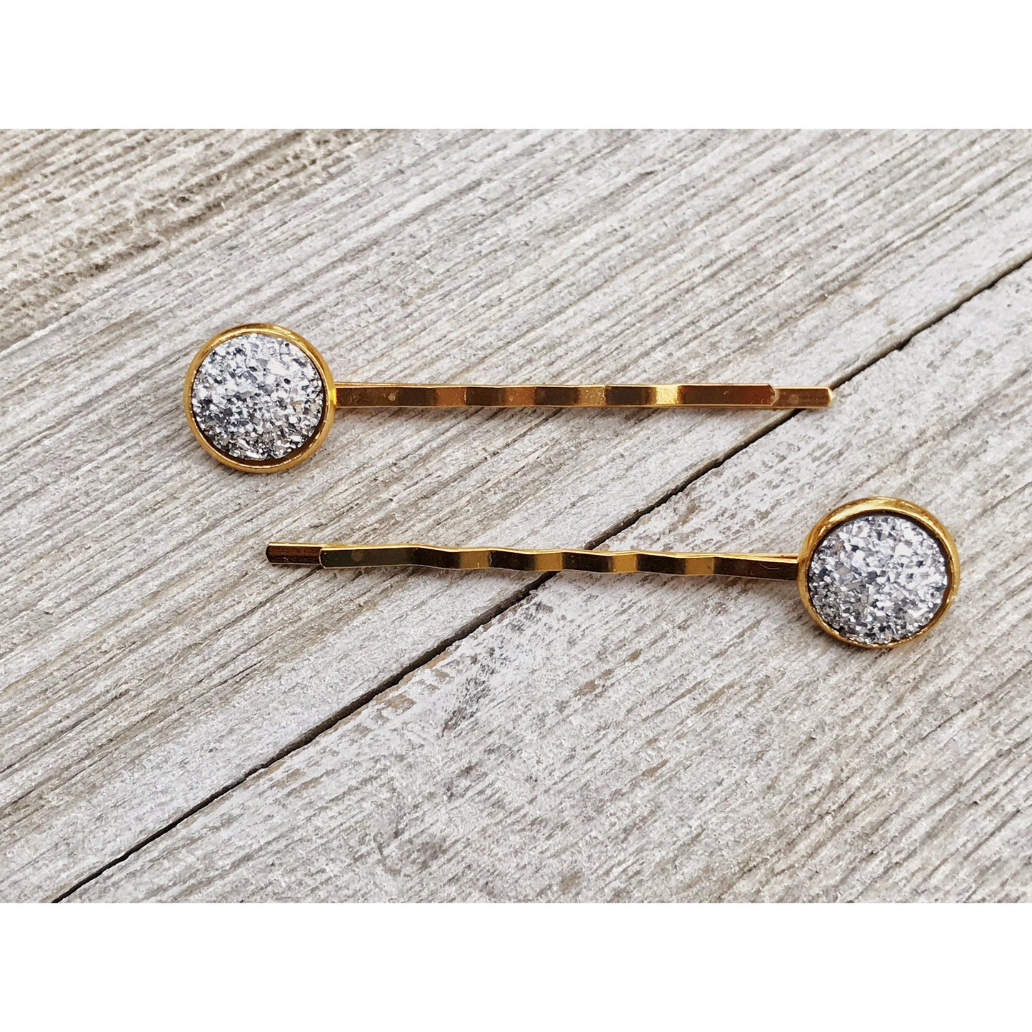 Gold & Silver Druzy Hair Pins - Elegant and Versatile Accessories