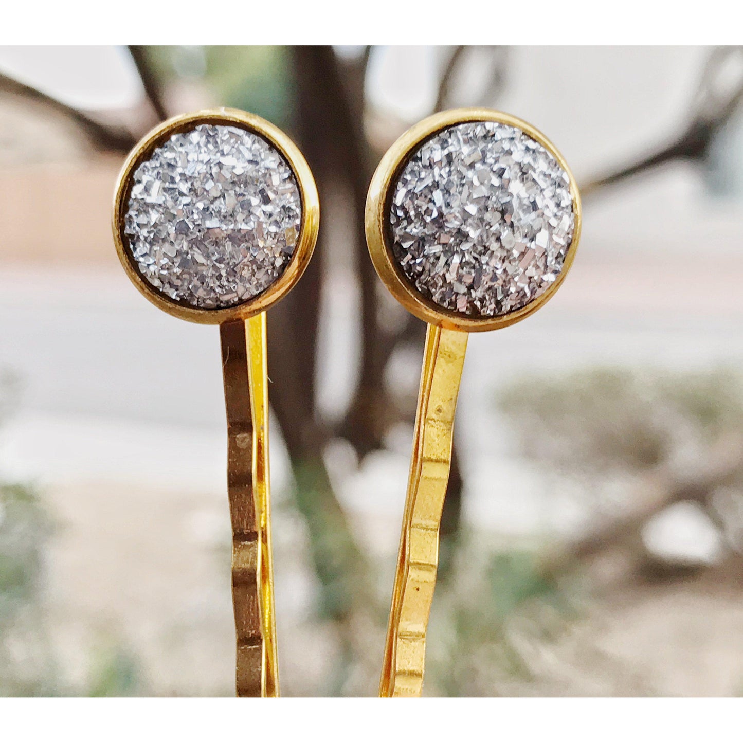 Gold & Silver Druzy Hair Pins - Elegant and Versatile Accessories