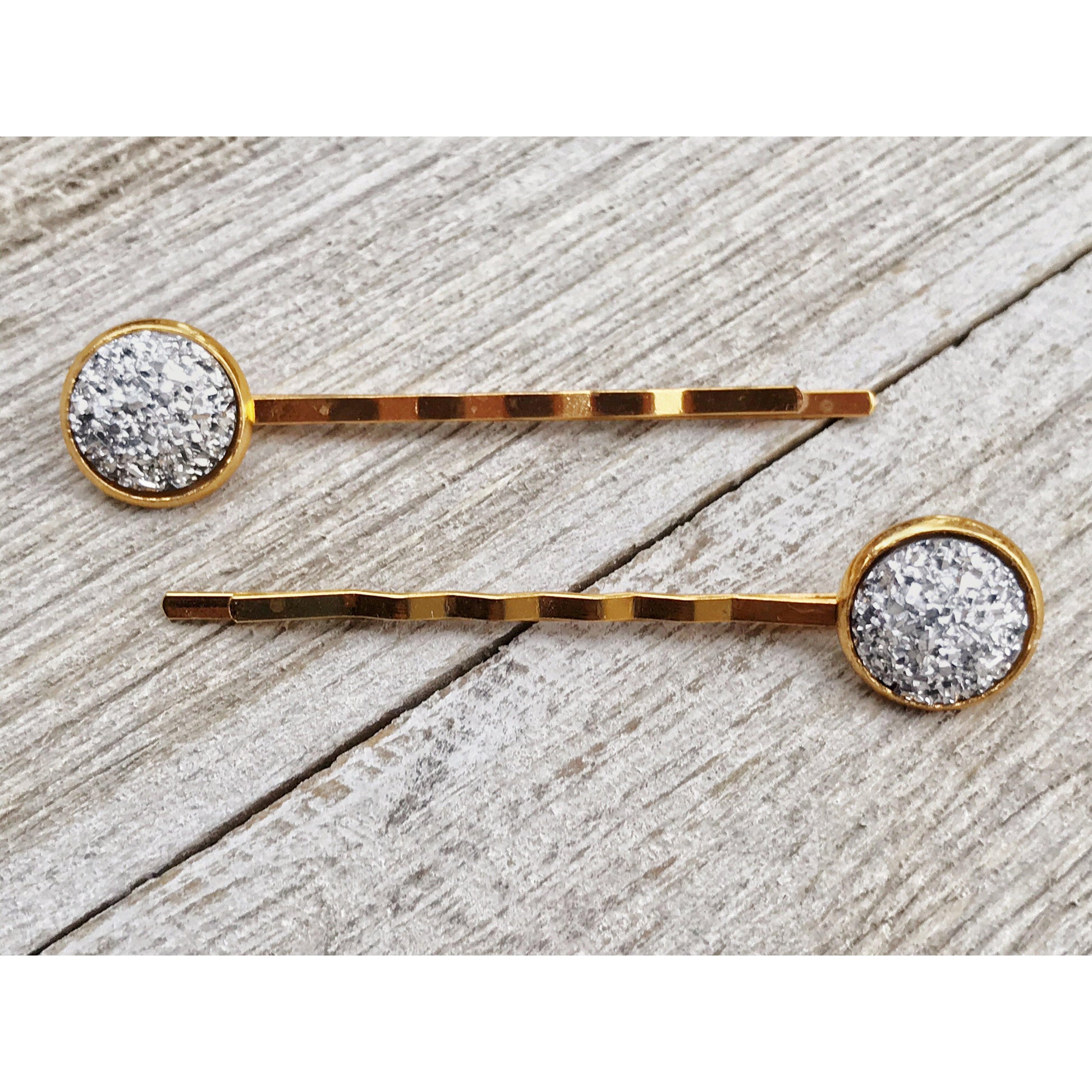 Gold & Silver Druzy Hair Pins - Elegant and Versatile Accessories