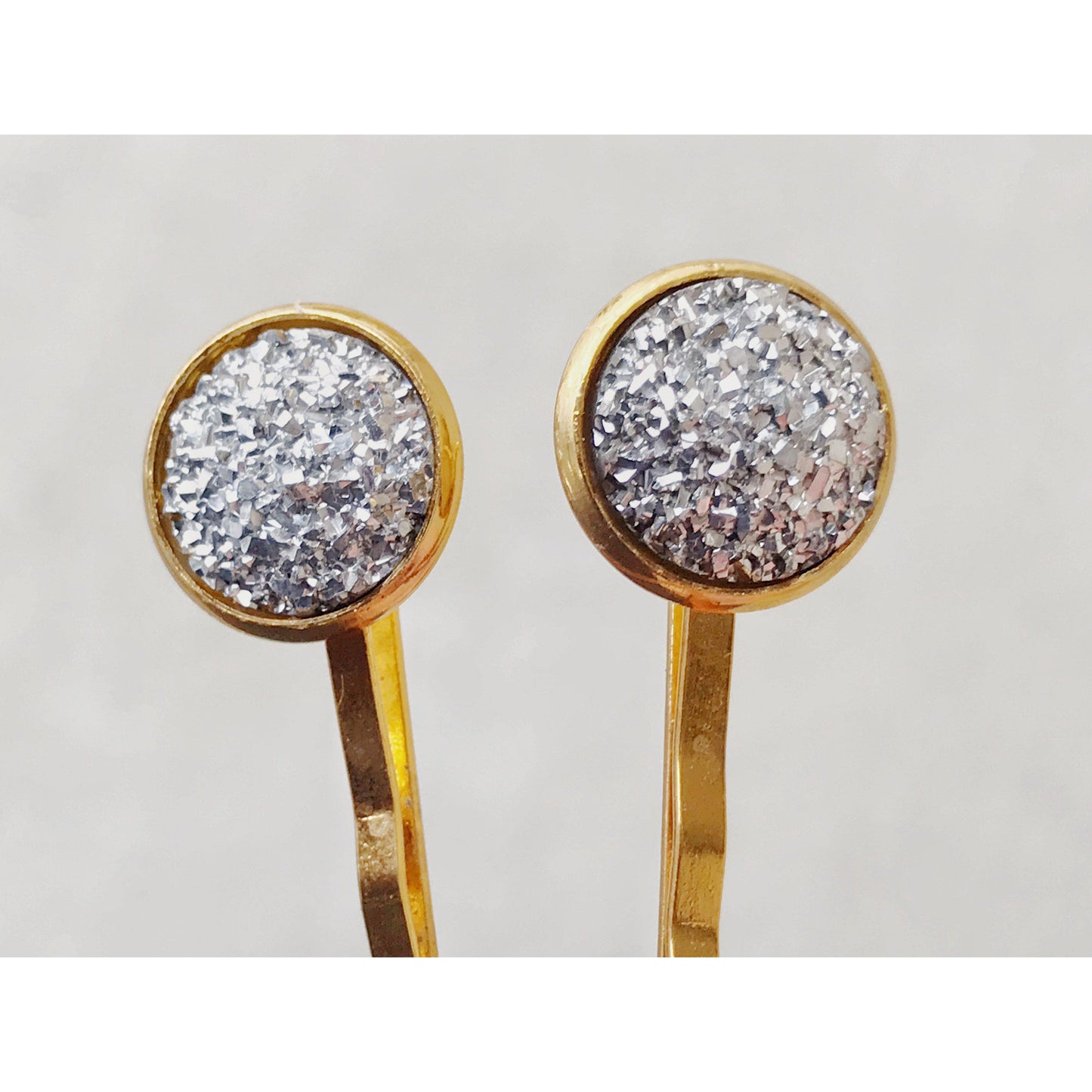 Gold & Silver Druzy Hair Pins - Elegant and Versatile Accessories