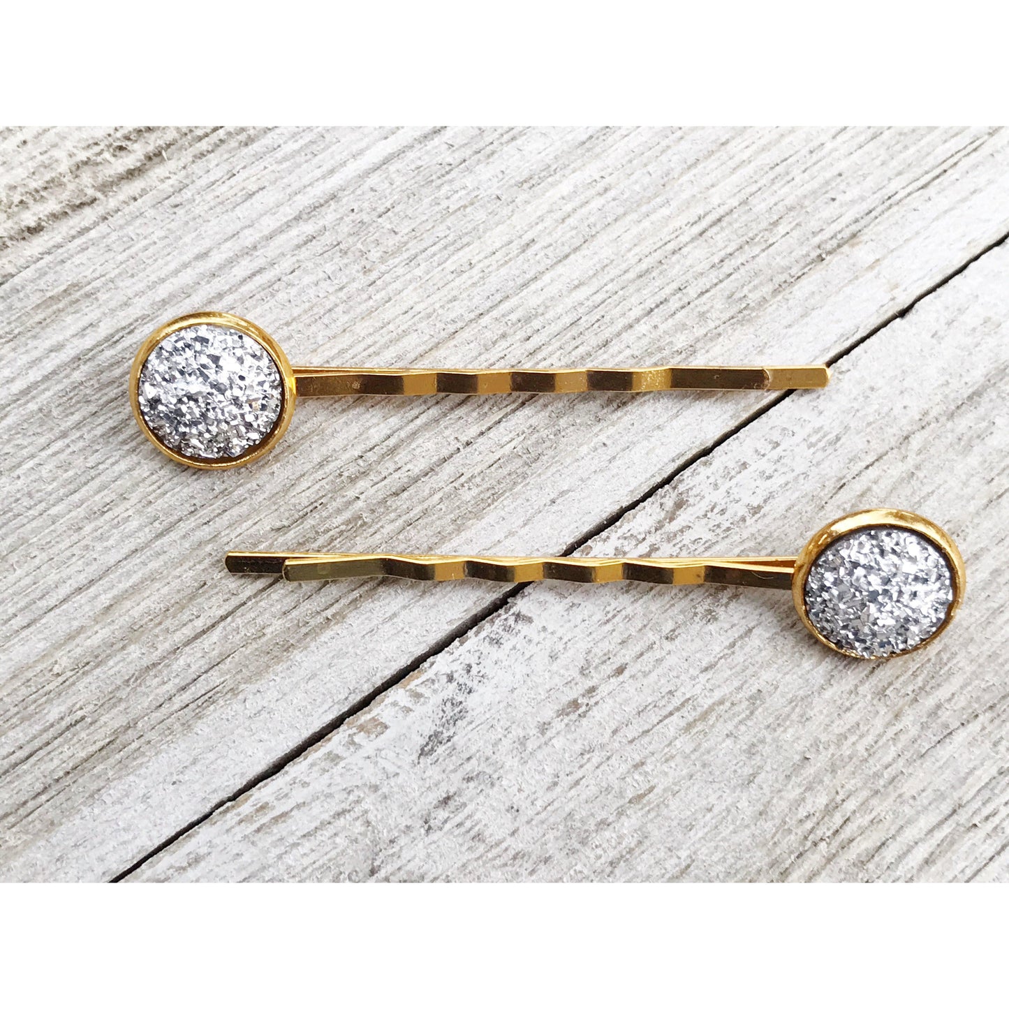 Gold & Silver Druzy Hair Pins - Elegant and Versatile Accessories