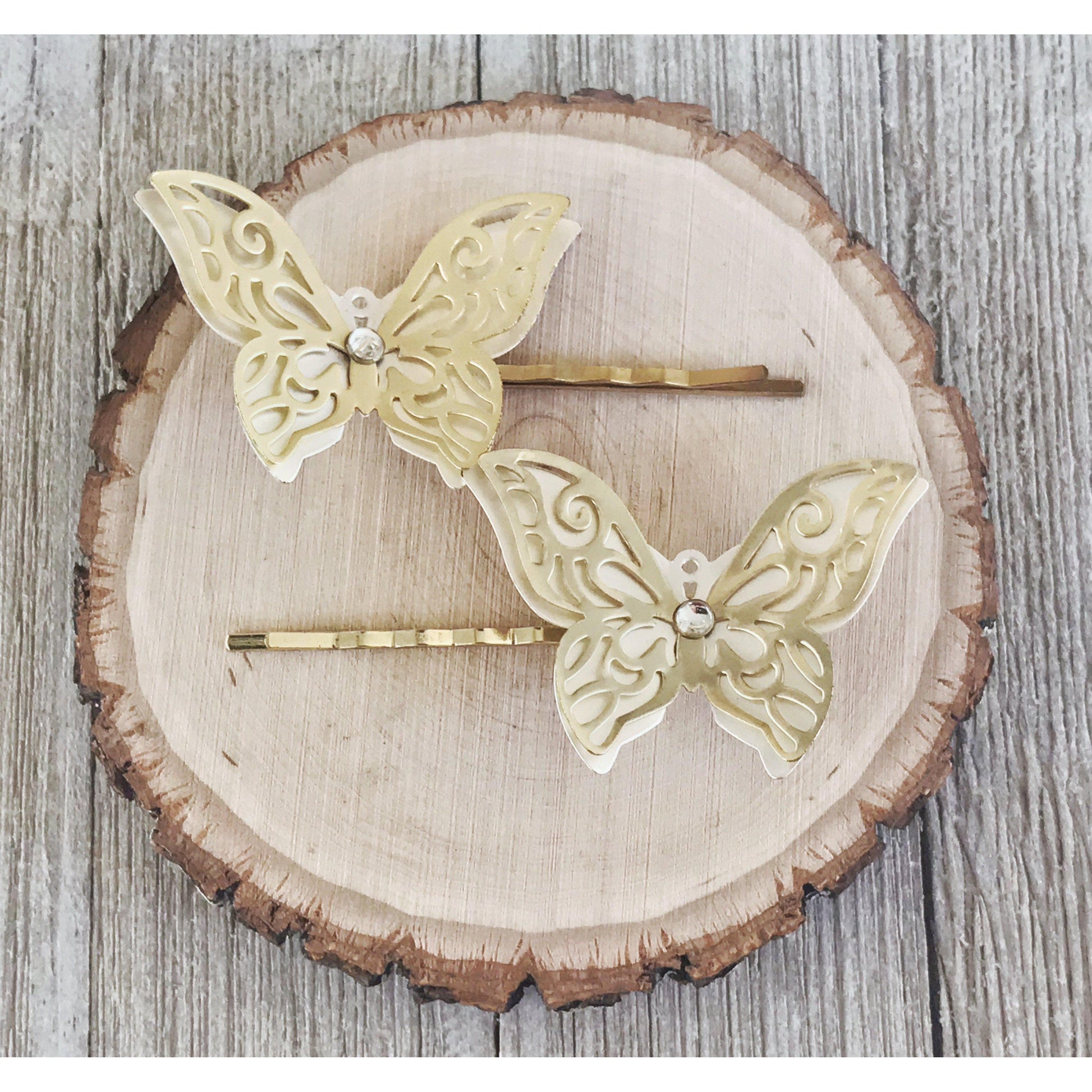 Gold & Silver Filigree Butterfly Hair Pins - Elegant Accessories for Stylish Hairdos