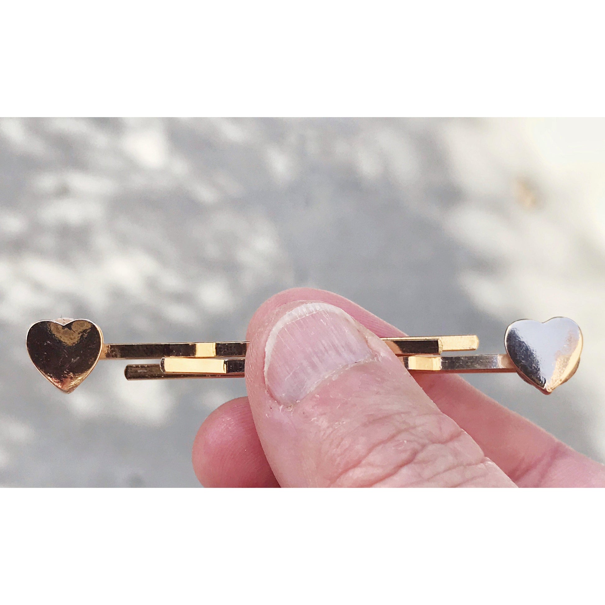 Gold Heart Hair Pins, Heart Hair Pins, Gold Hair Clips, Valentines Hair Pins, Womens Hair Clip, Heart Bobby Pins, Womens Barrettes