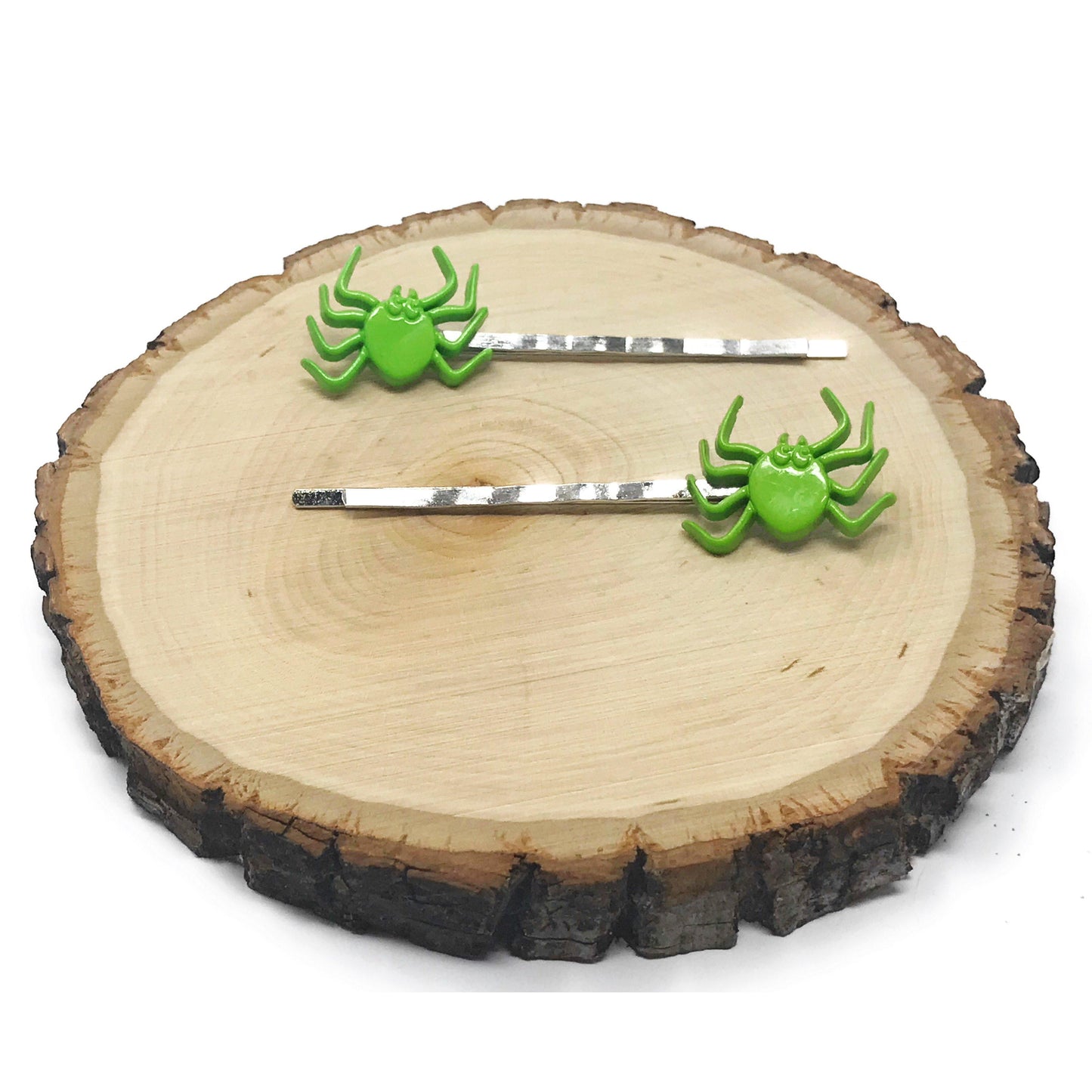 Green Spider Halloween Hair Pins