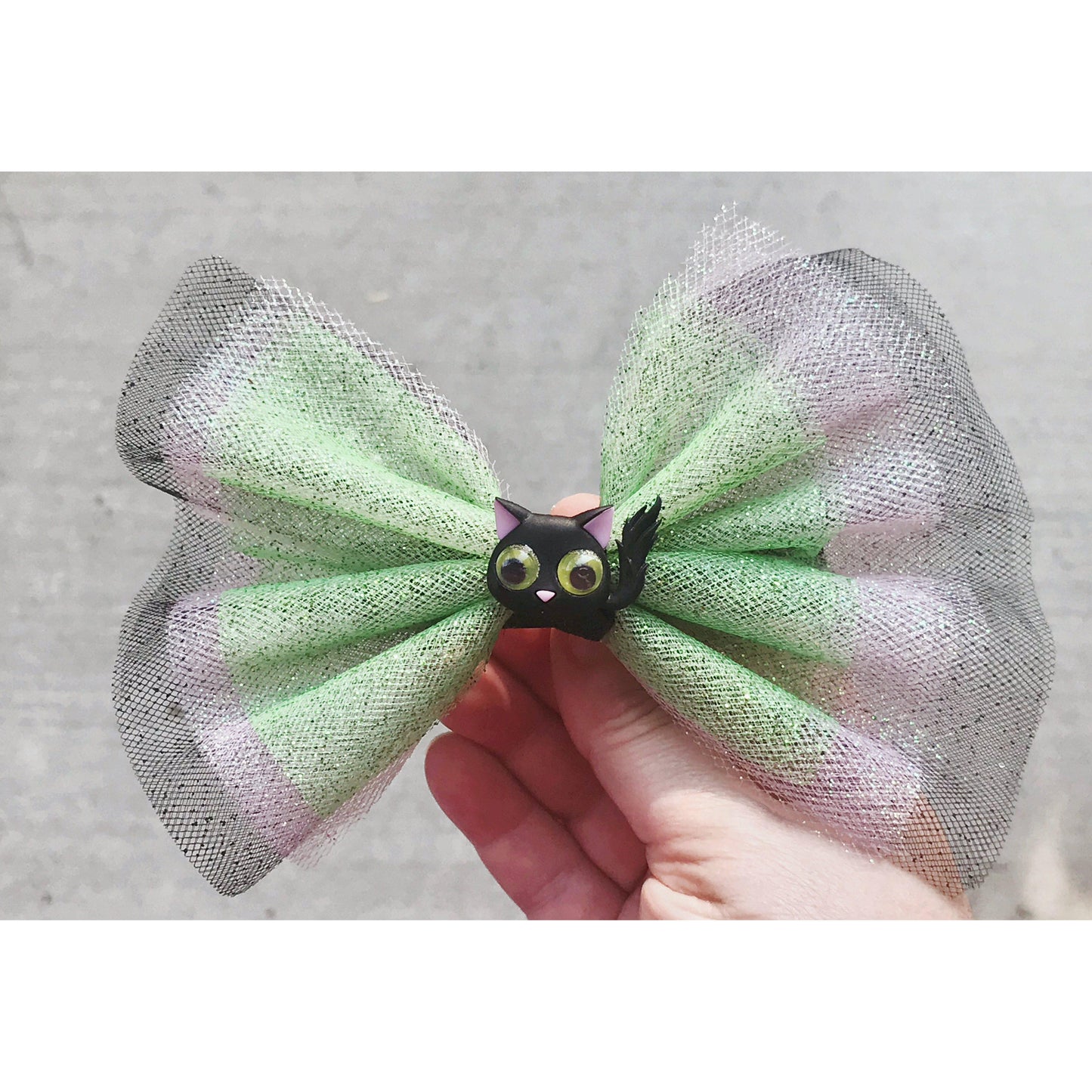 Halloween Black Spooky Cat Hair Bow Clip - Fun and Festive Halloween Accessory