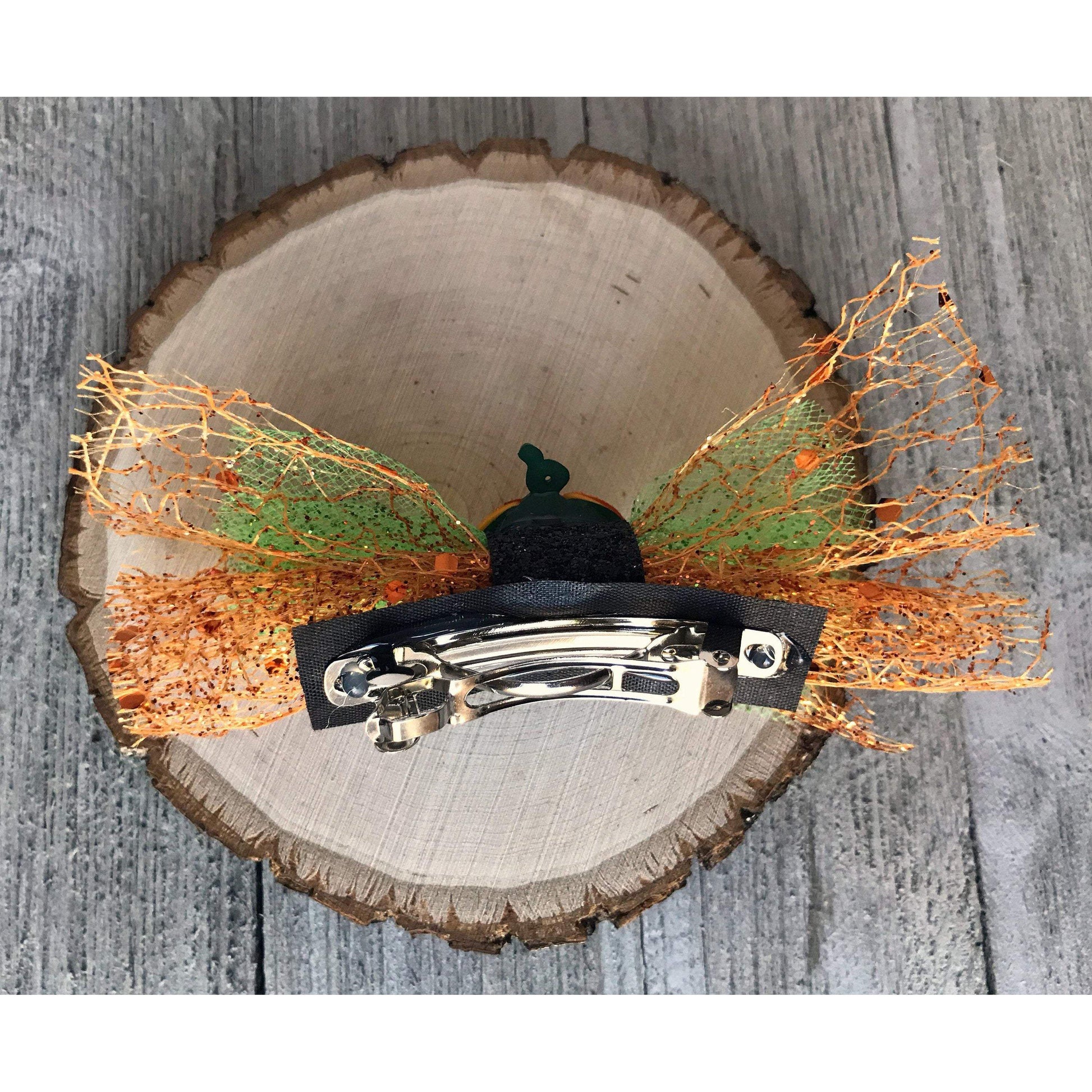 Halloween Pumpkin Orange Green Hair Bow