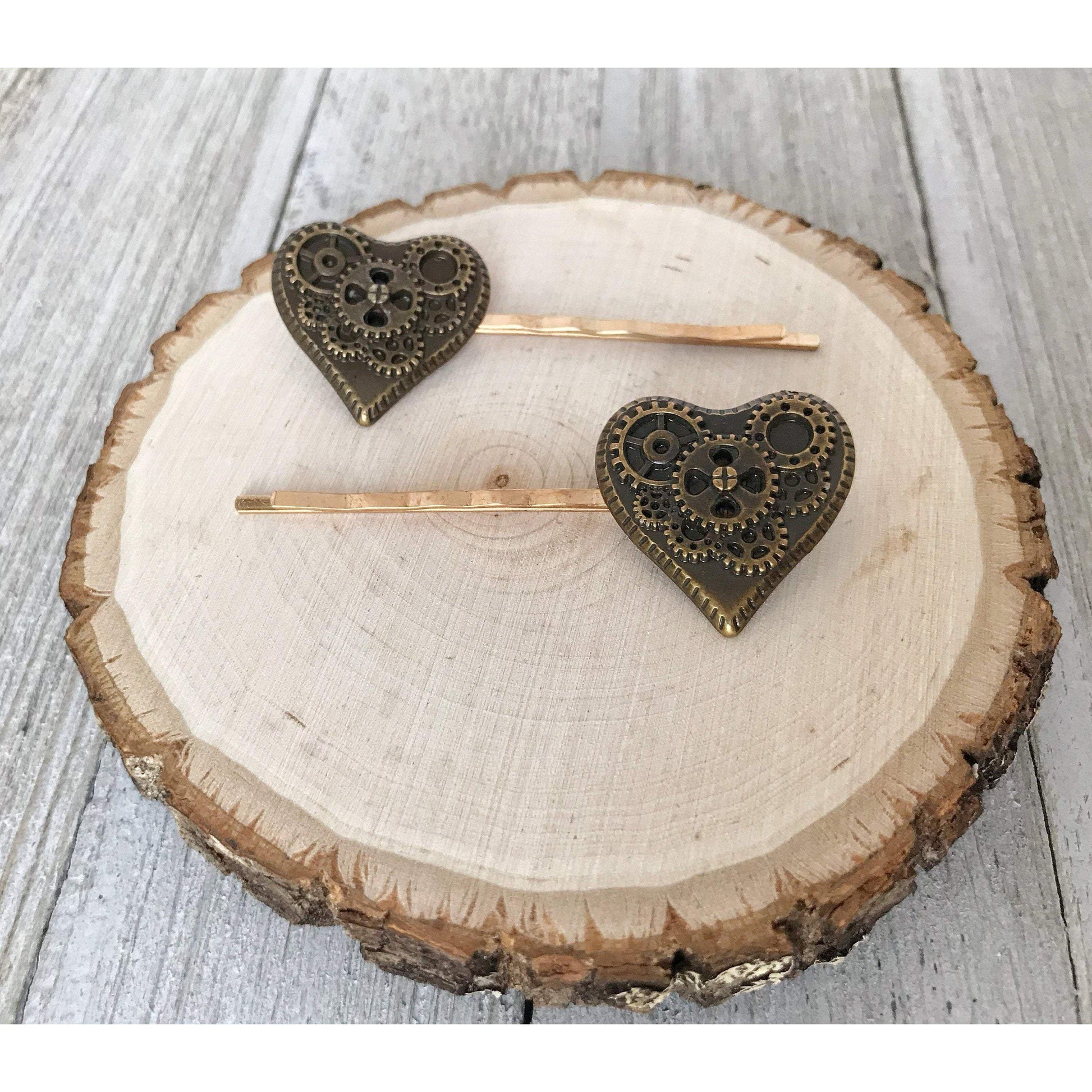 Steampunk Gear Heart Hair Pins - Unique and Stylish Accessories