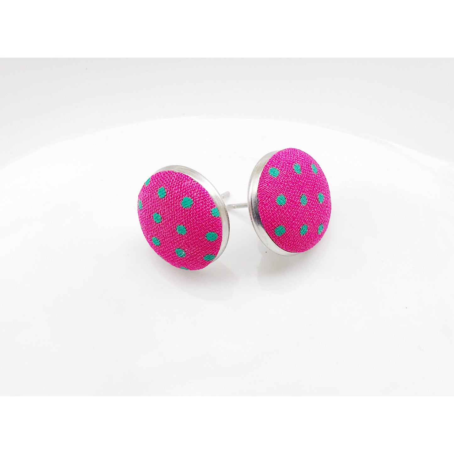 Hot Pink Polka Dot Stud Earrings - Playful & Stylish Accessories