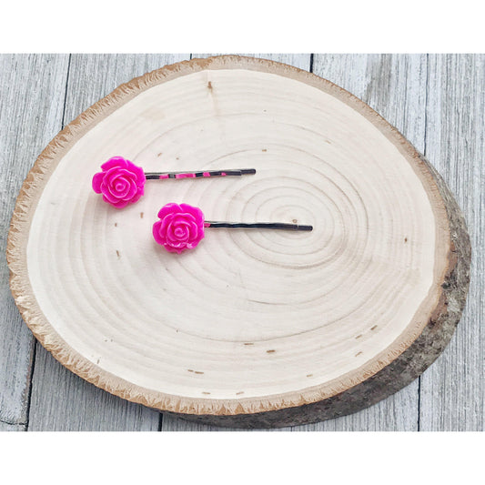 Hot Pink Flower Hair Pin, Wedding Hair Jewelry, Flower Hair Pin, Bridal Hair Accessories Flower Bobby Pin