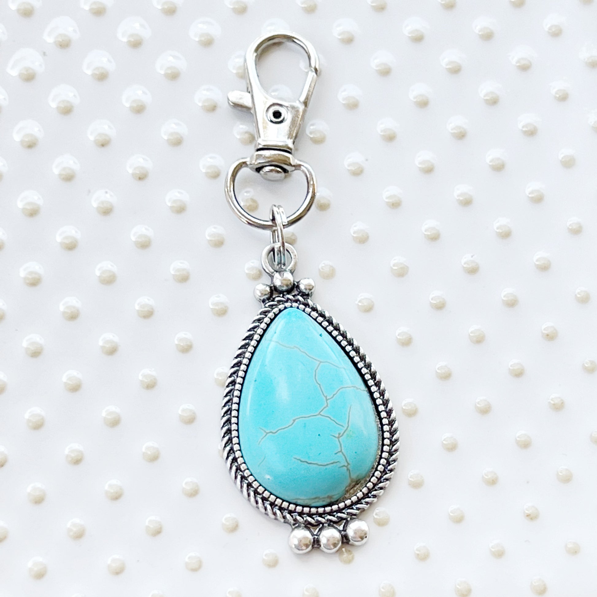 Turquoise Western Zipper Pull Handbag Charm