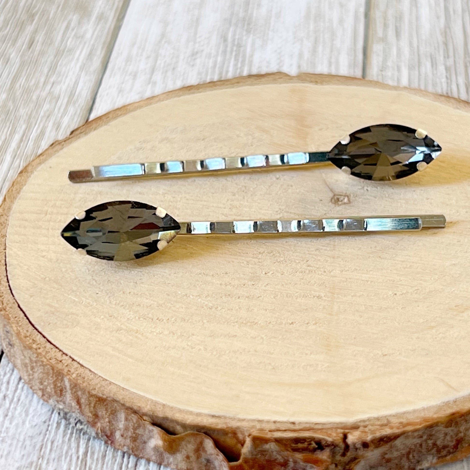 Gray Rhinestone Hair Pins - Elegant and Versatile Hair Accessories