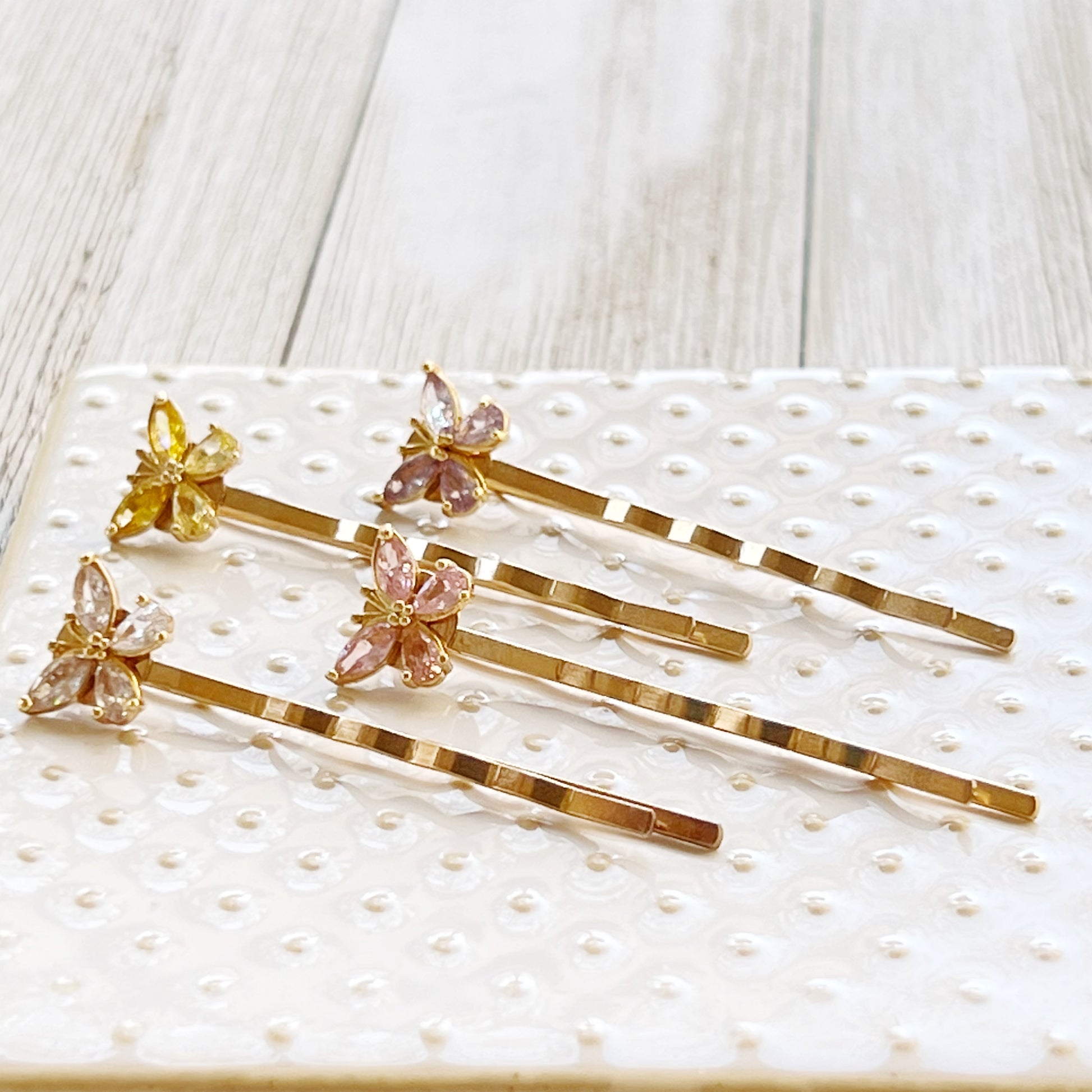 Pastel Rhinestone Butterfly Hair Pins